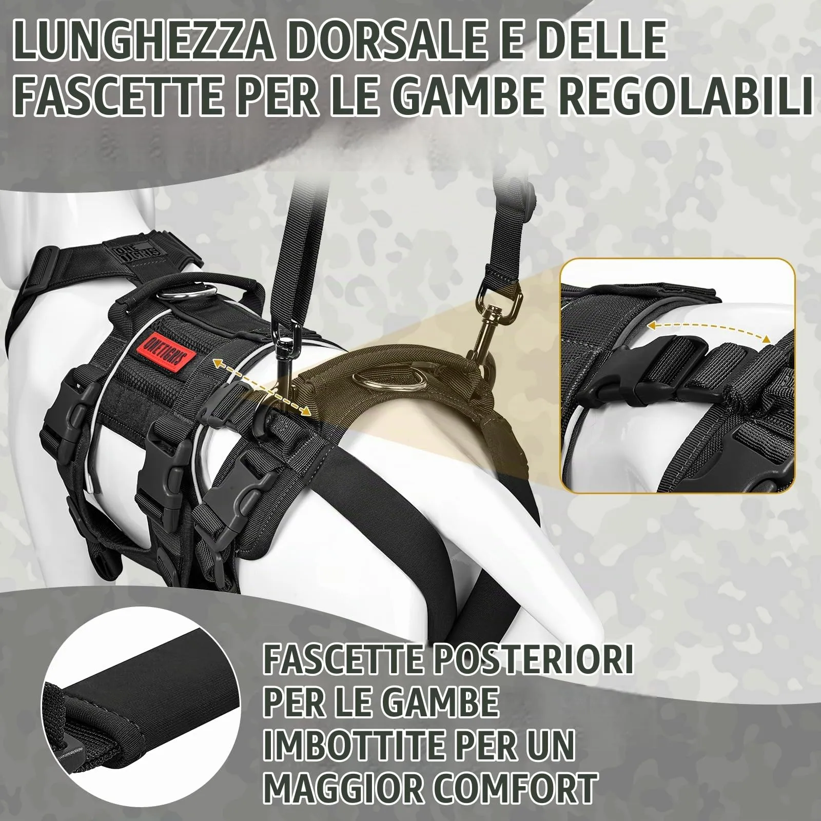 OneTigris SKYEWALKER Imbracatura per Cani, Imbracatura Regolabile con 2 Maniglie per Supporto e Riabilitazione, Adatta per Cani di Taglia Media e Grande, Nero, L - immagine 6