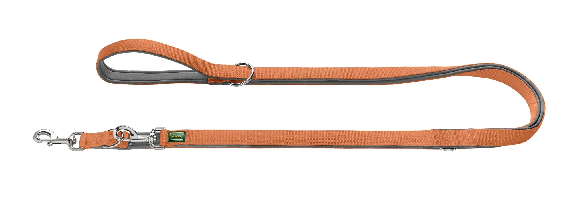 HUNTER Guinzaglio regolabile NEOPREN, colore grigio rame, nylon resistente, regolabile in 3 posizioni, morbida imbottitura in neoprene, ideale per tutti i giorni e l'allenamento, dimensioni: 15-200 - immagine 2