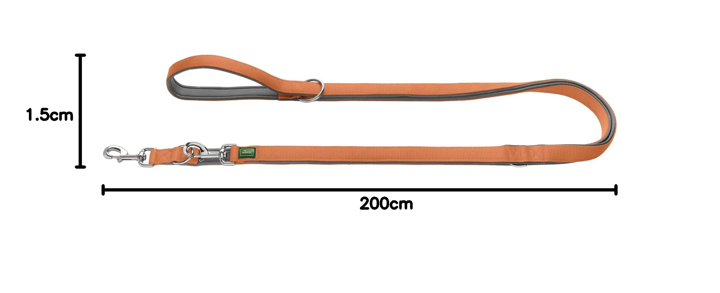 HUNTER Guinzaglio regolabile NEOPREN, colore grigio rame, nylon resistente, regolabile in 3 posizioni, morbida imbottitura in neoprene, ideale per tutti i giorni e l'allenamento, dimensioni: 15-200 - immagine 5