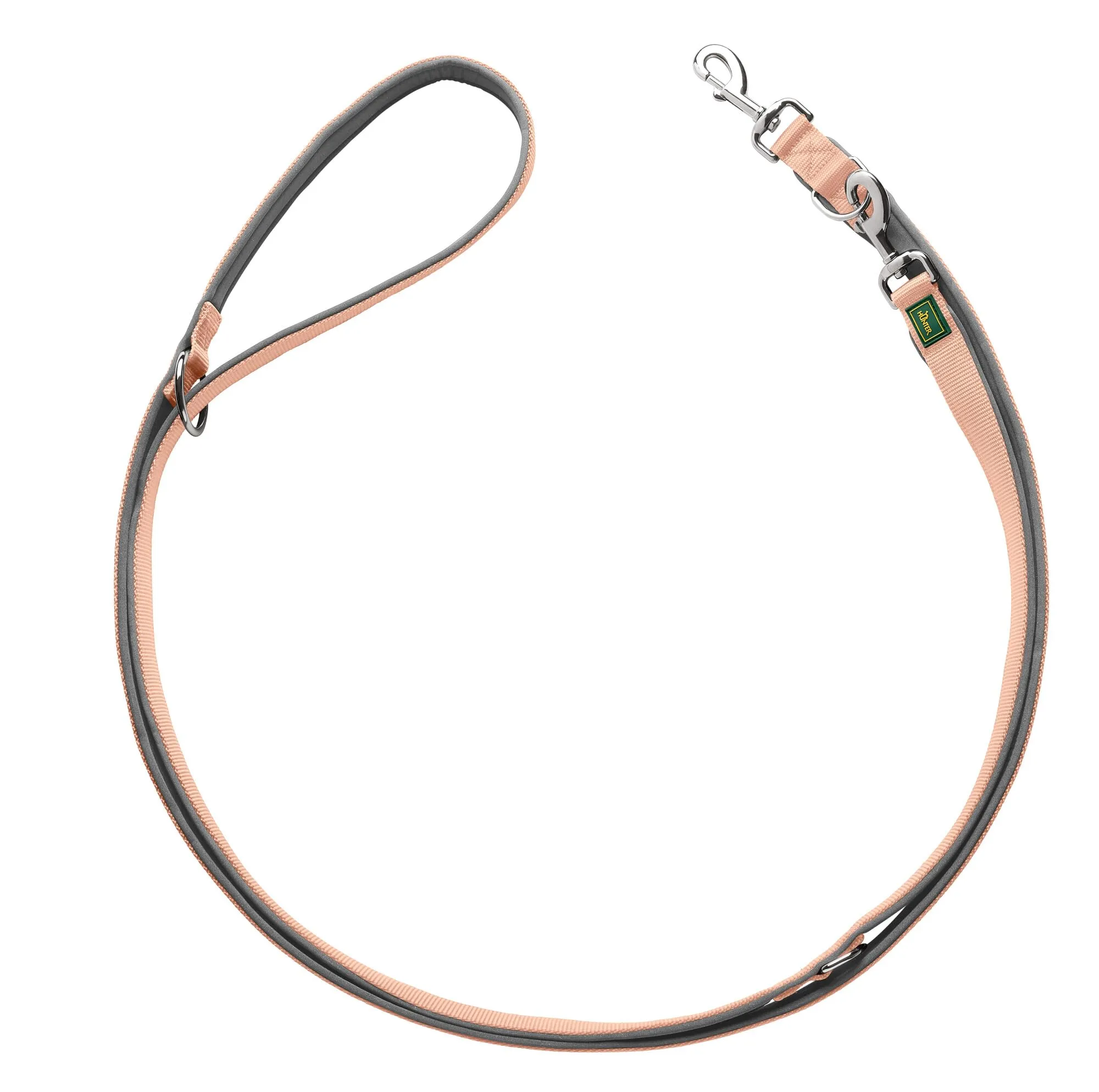 HUNTER Guinzaglio regolabile NEOPREN, colore: grigio pesca, nylon resistente, possibilità di regolazione 3 volte, imbottitura in neoprene morbida, ideale per tutti i giorni e allenamento, dimensioni: - immagine 1