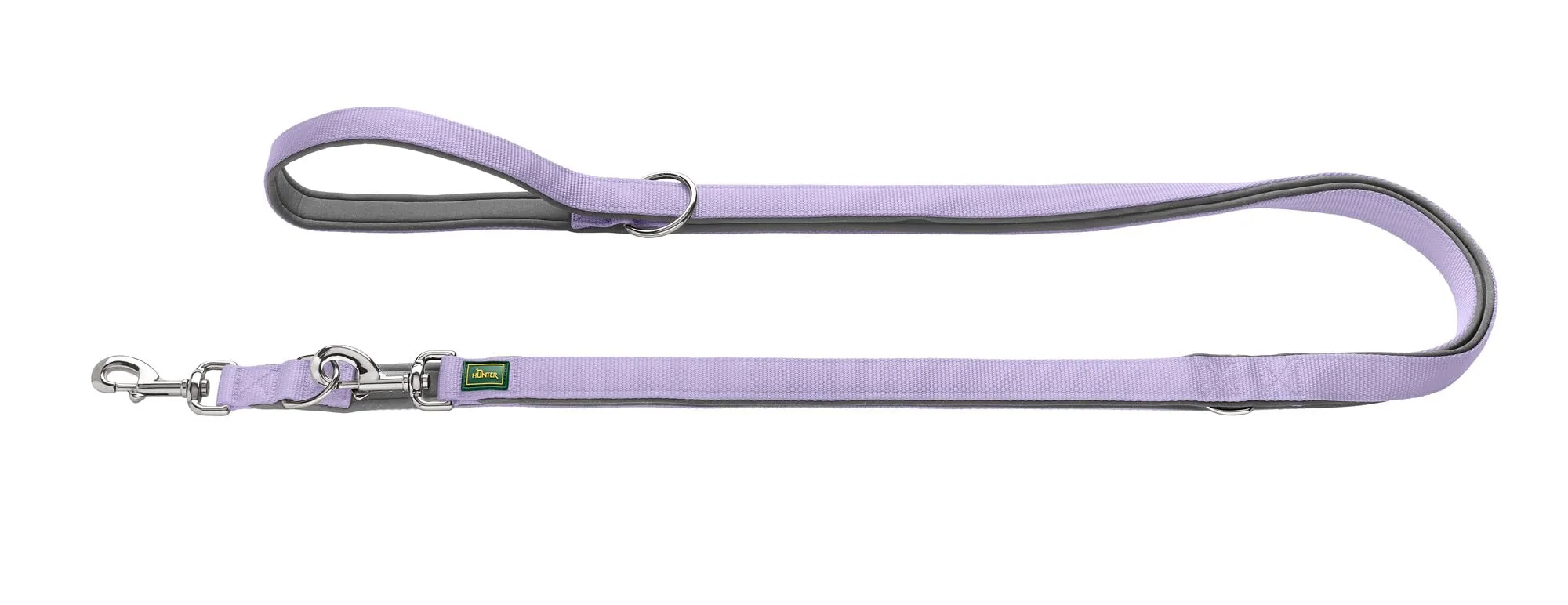 HUNTER Guinzaglio regolabile NEOPREN, colore: lavanda/grigio, nylon resistente, regolabile in 3 posizioni, imbottitura in neoprene morbida, ideale per tutti i giorni e per l'allenamento, dimensioni - immagine 2