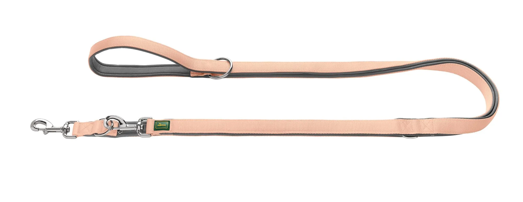 HUNTER Guinzaglio regolabile NEOPREN, colore: pesca/grigio, nylon resistente, possibilità di regolazione 3 volte, imbottitura in neoprene morbida, ideale per tutti i giorni e l'allenamento, dimensioni - immagine 2