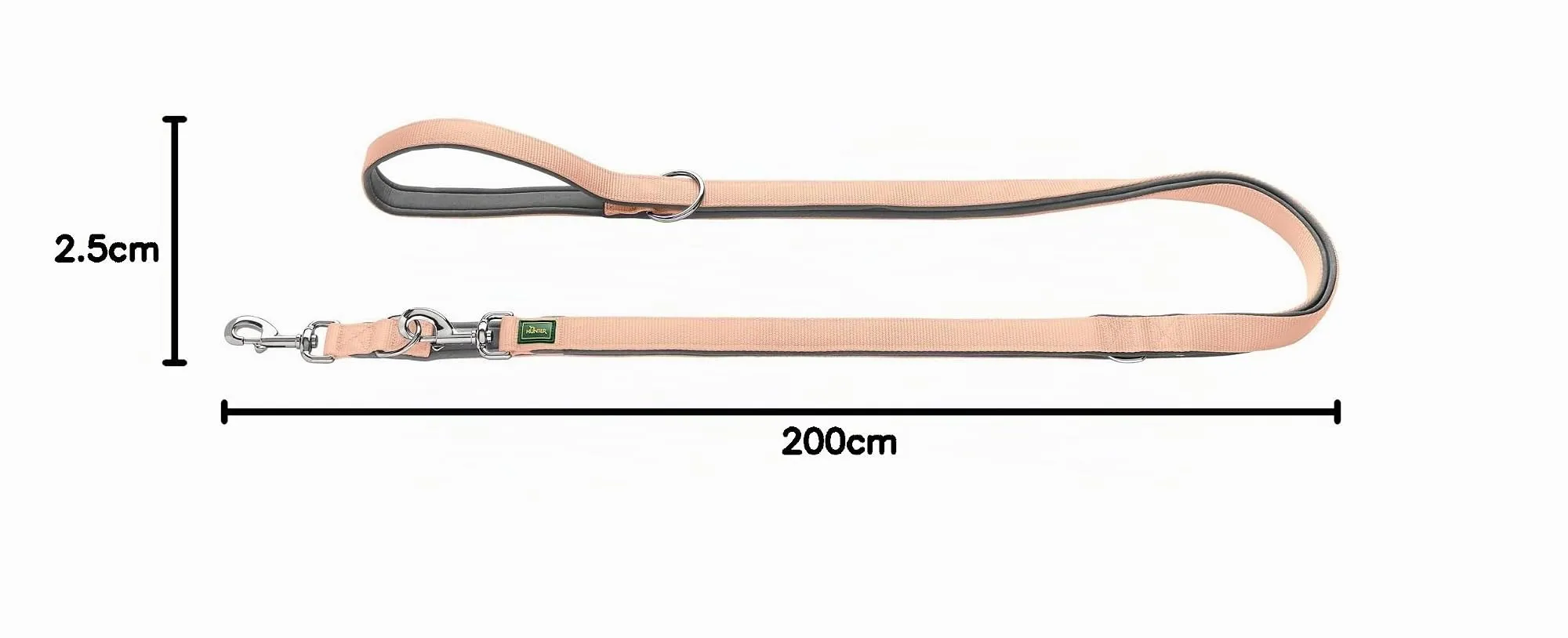 HUNTER Guinzaglio regolabile NEOPREN, colore: pesca/grigio, nylon resistente, possibilità di regolazione 3 volte, imbottitura in neoprene morbida, ideale per tutti i giorni e l'allenamento, dimensioni - immagine 4