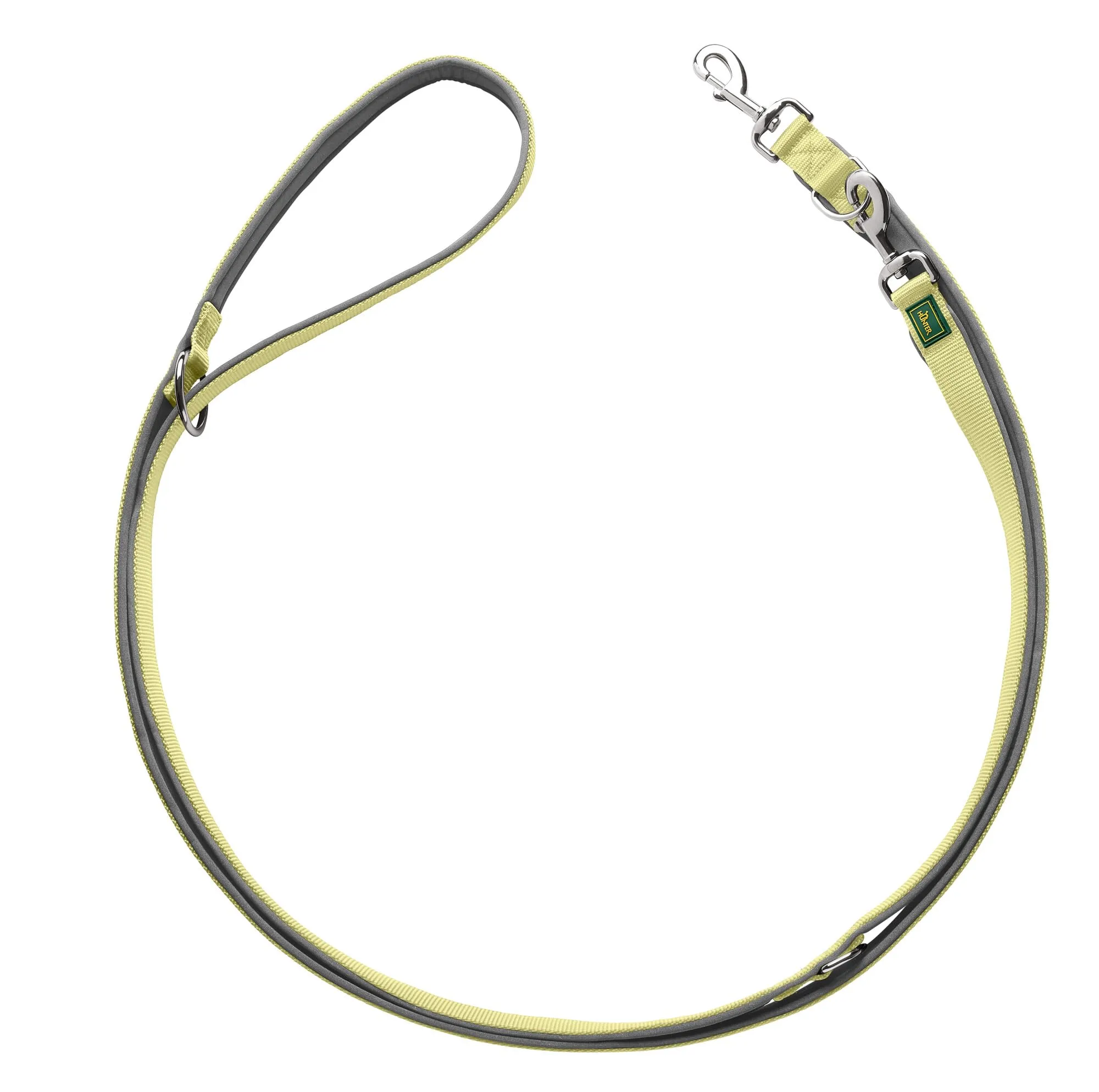HUNTER Guinzaglio regolabile NEOPREN, colore: Matcha/grigio, nylon resistente, possibilità di regolazione in 3 posizioni, imbottitura in neoprene morbida, ideale per tutti i giorni e l'allenamento - immagine 1