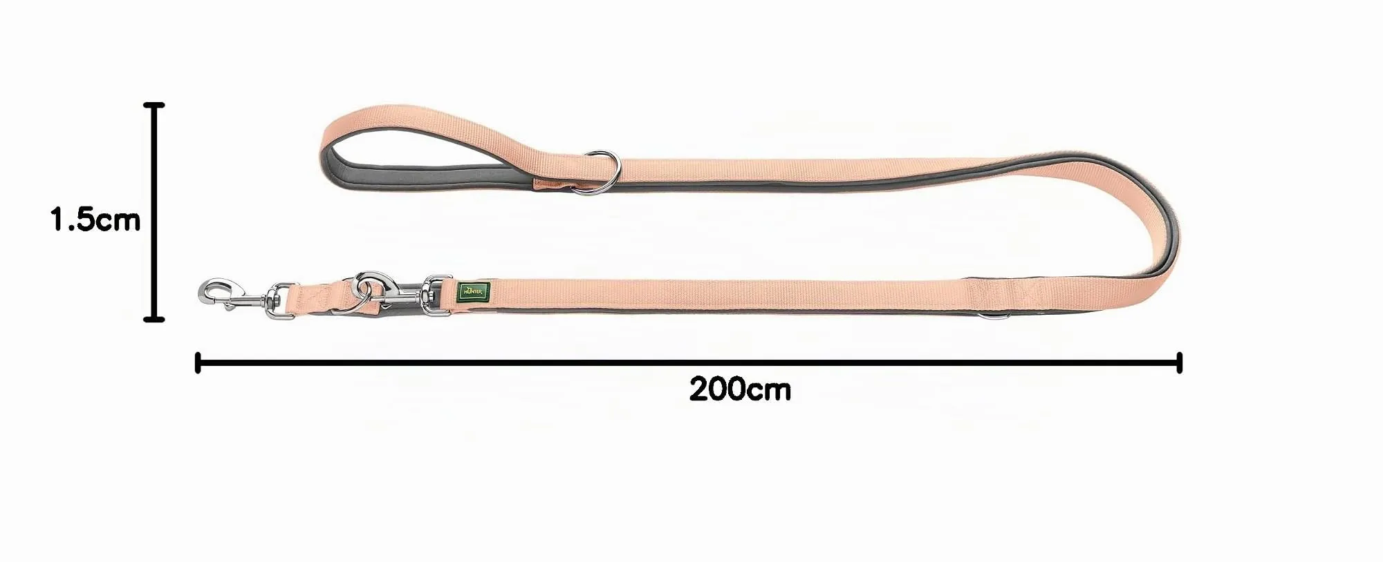 HUNTER Guinzaglio regolabile NEOPREN, colore: grigio pesca, nylon resistente, possibilità di regolazione 3 volte, imbottitura in neoprene morbida, ideale per tutti i giorni e per allenamento, - immagine 4