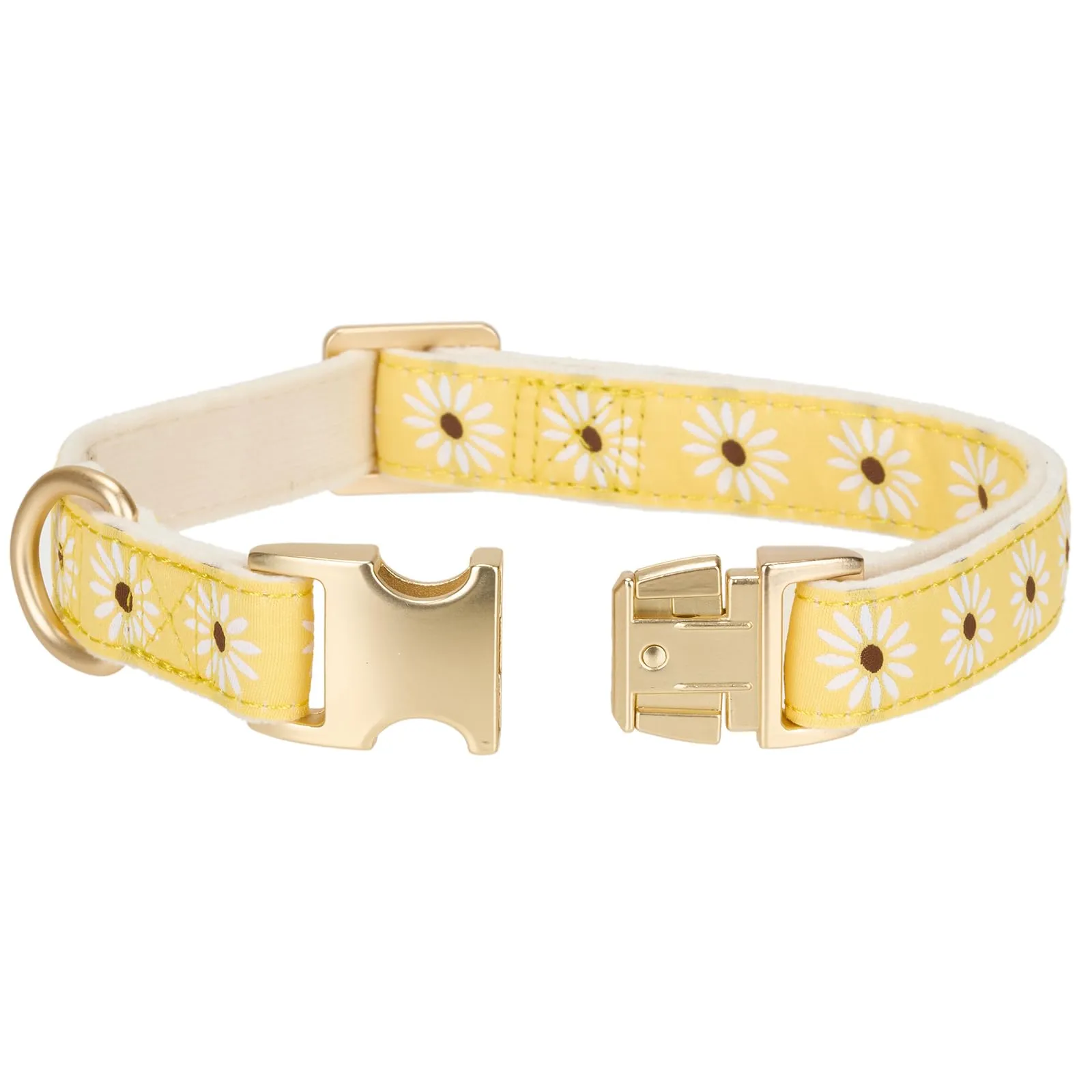 YUDOTE Collare per cane in morbido velluto a coste con nastro jacquard a motivi floreali per cani di taglia grande, uso quotidiano, giallo - immagine 5