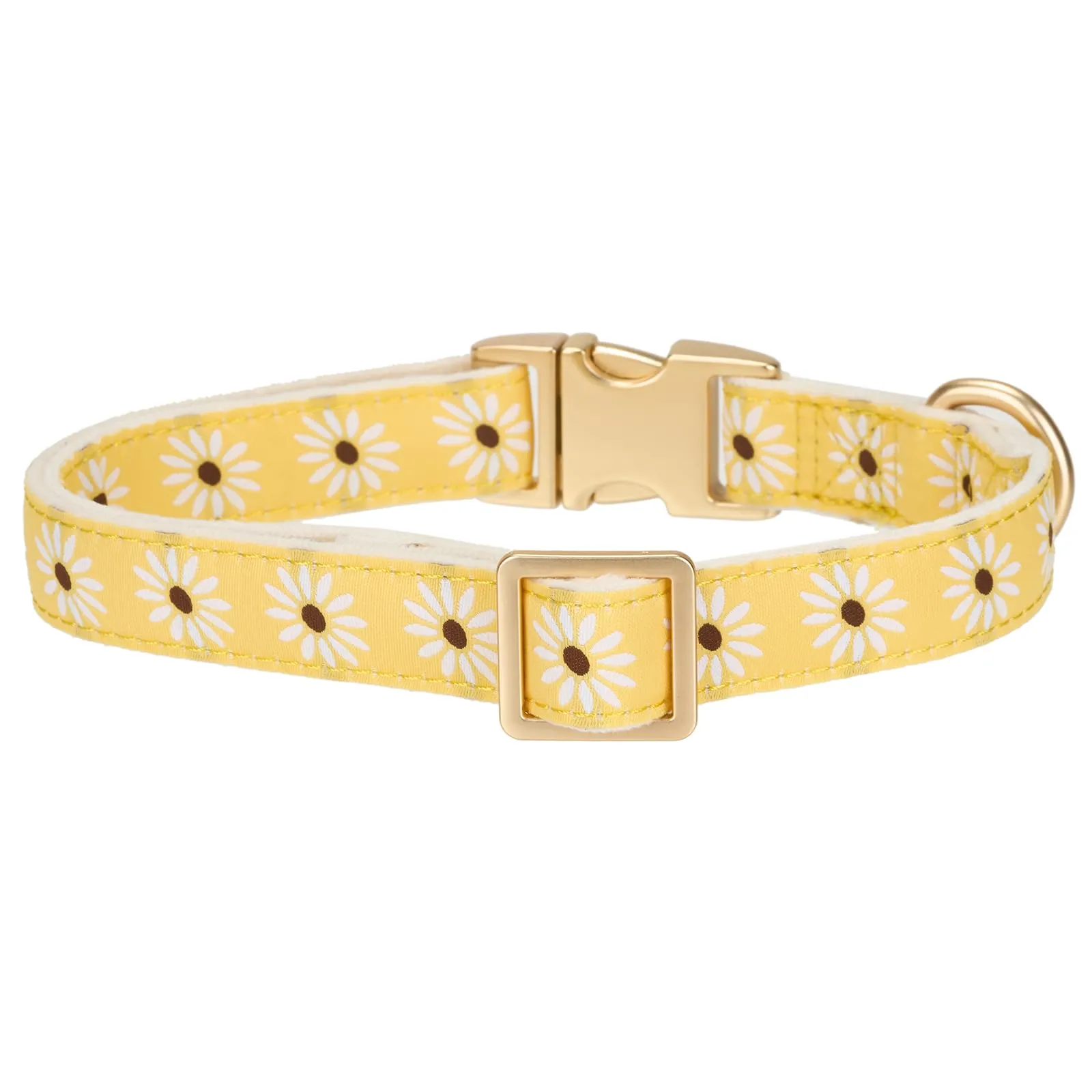 YUDOTE Collare per cani in morbido velluto a coste con nastro jacquard, collari floreali di alta qualità, per cani di piccola taglia, uso quotidiano, giallo - immagine 5