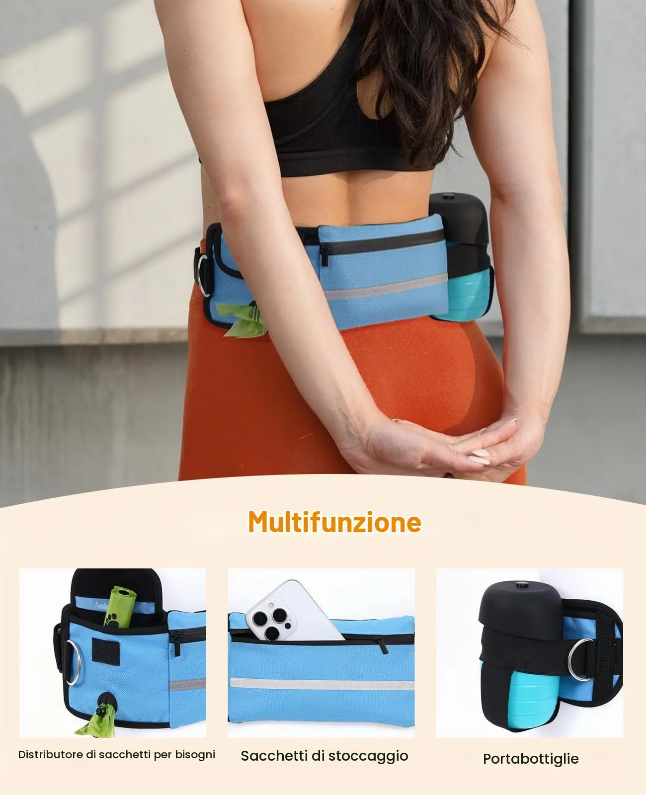 Pecute Guinzaglio Mani Libere Elastico Ammortizzante per Cani - immagine 3