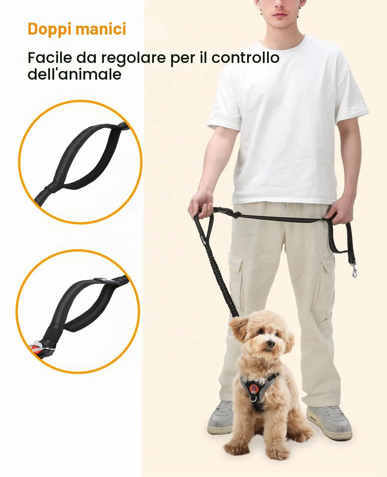 Pecute Guinzaglio Mani Libere Elastico Ammortizzante per Cani - immagine 8