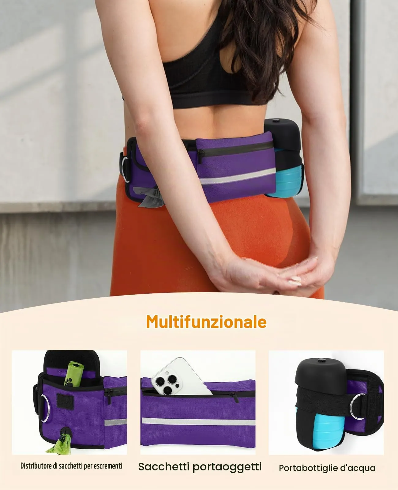 Pecute Guinzaglio Mani Libere Elastico Ammortizzante per Cani - immagine 3
