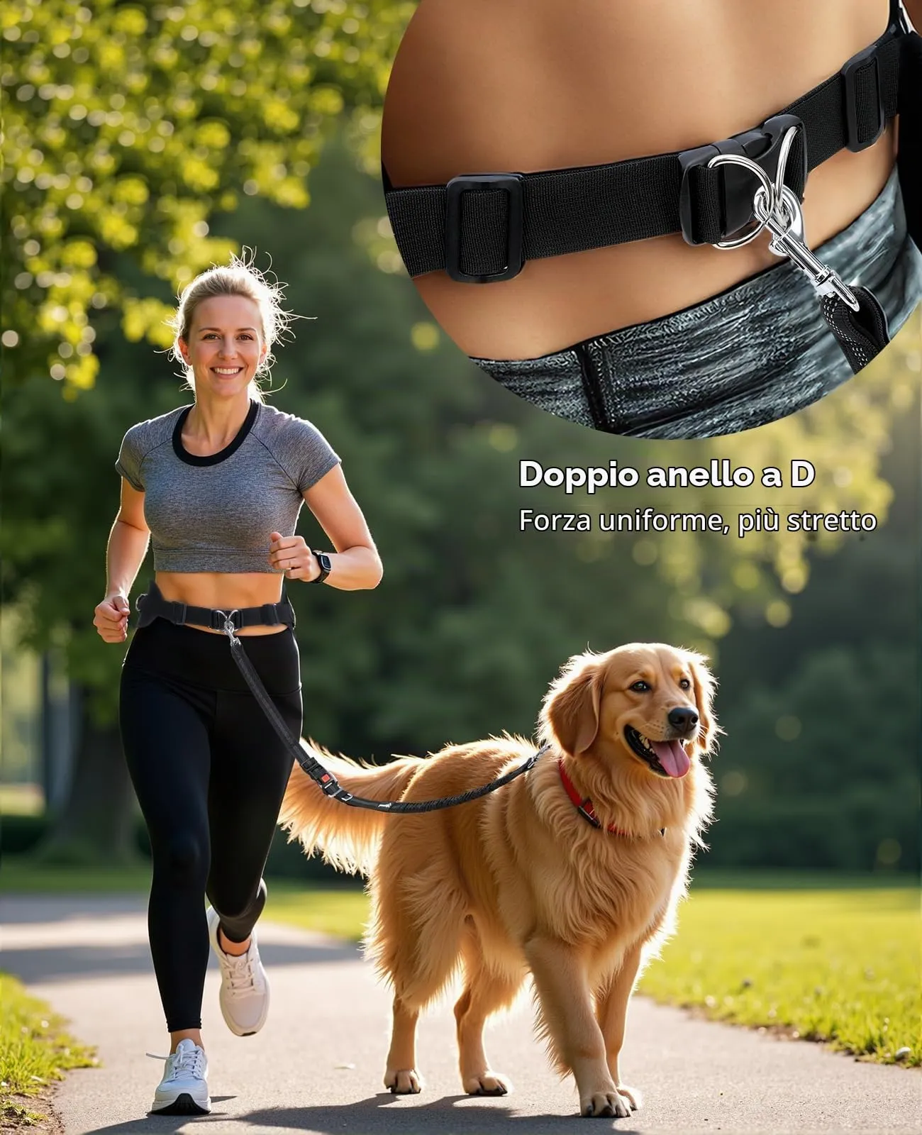 Pecute Guinzaglio Mani Libere Elastico Ammortizzante per Cani - immagine 5