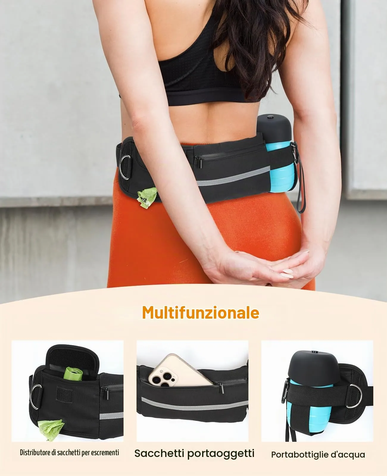 Pecute Guinzaglio Mani Libere Elastico Ammortizzante per Cani - immagine 3