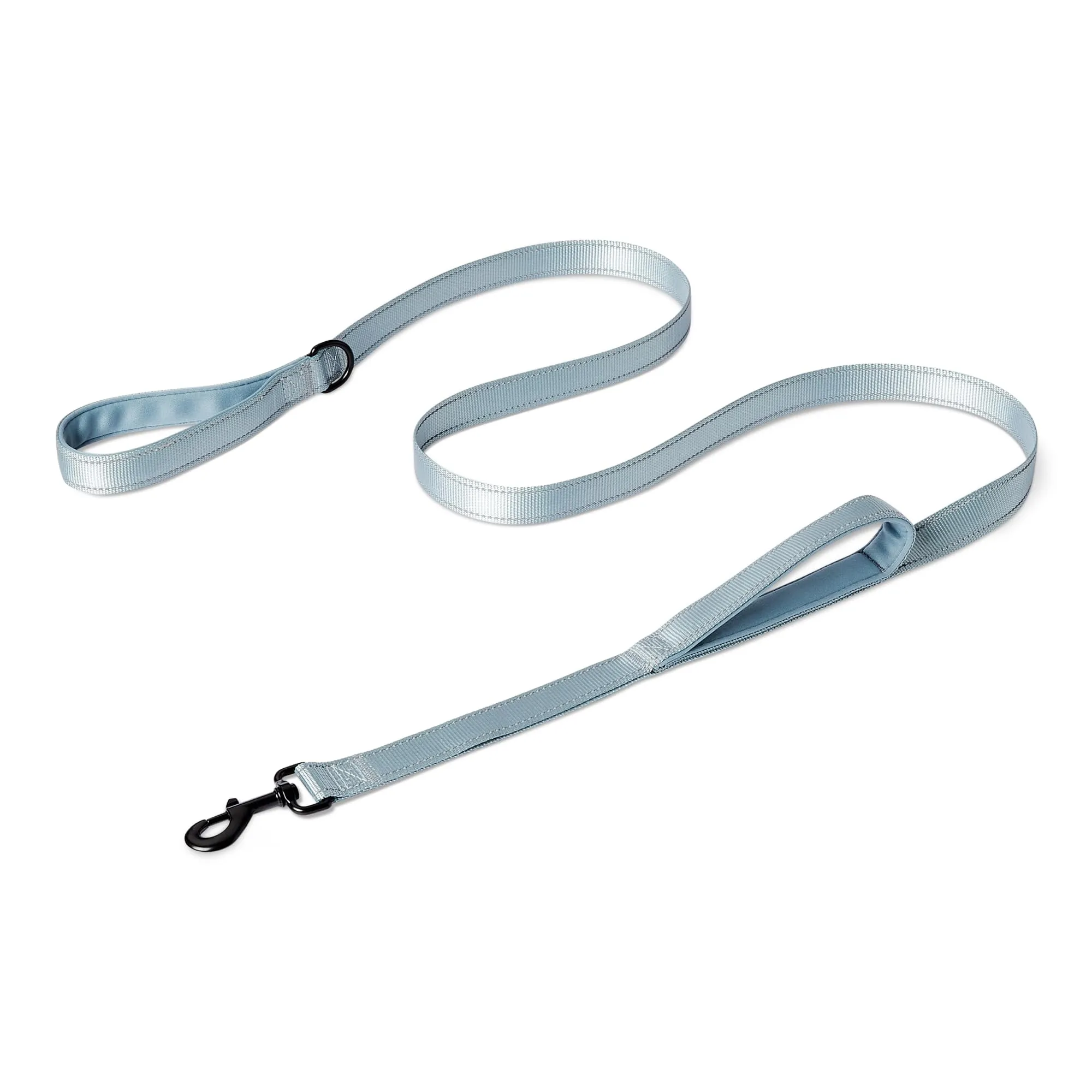 Amazon Basics - Guinzaglio Riflettente su Entrambi i Lati per Cani con Doppia Impugnatura Imbottita e Anello a D, 120cm, Nero/Blu - immagine 1