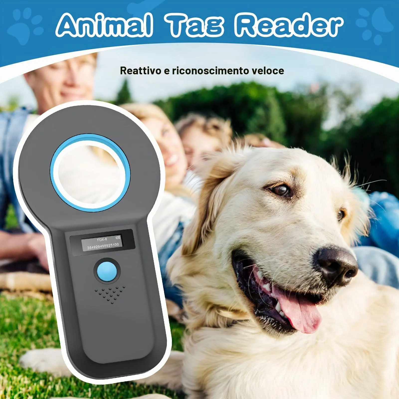 Pixelure Lettore Microchip Cani, Bluetooth OLED Lettore Microchip per Animali Domestici, RFID Lettore di Chip per Cani/Gatti 134,2 KHz/125 kHz, Memoria dati tag da 128 unità, ISO11784/85/HFDX-B/EMID - immagine 2