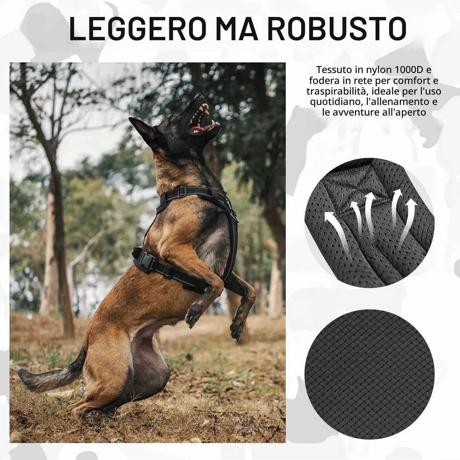 OneTigris Pettorina tattica regolabile Diesel - Pettorina tattica morbida e imbottita per cani di taglia media e grande - Con riflettente, 1 maniglia, 3 anelli a D (nero, taglia M) - immagine 4
