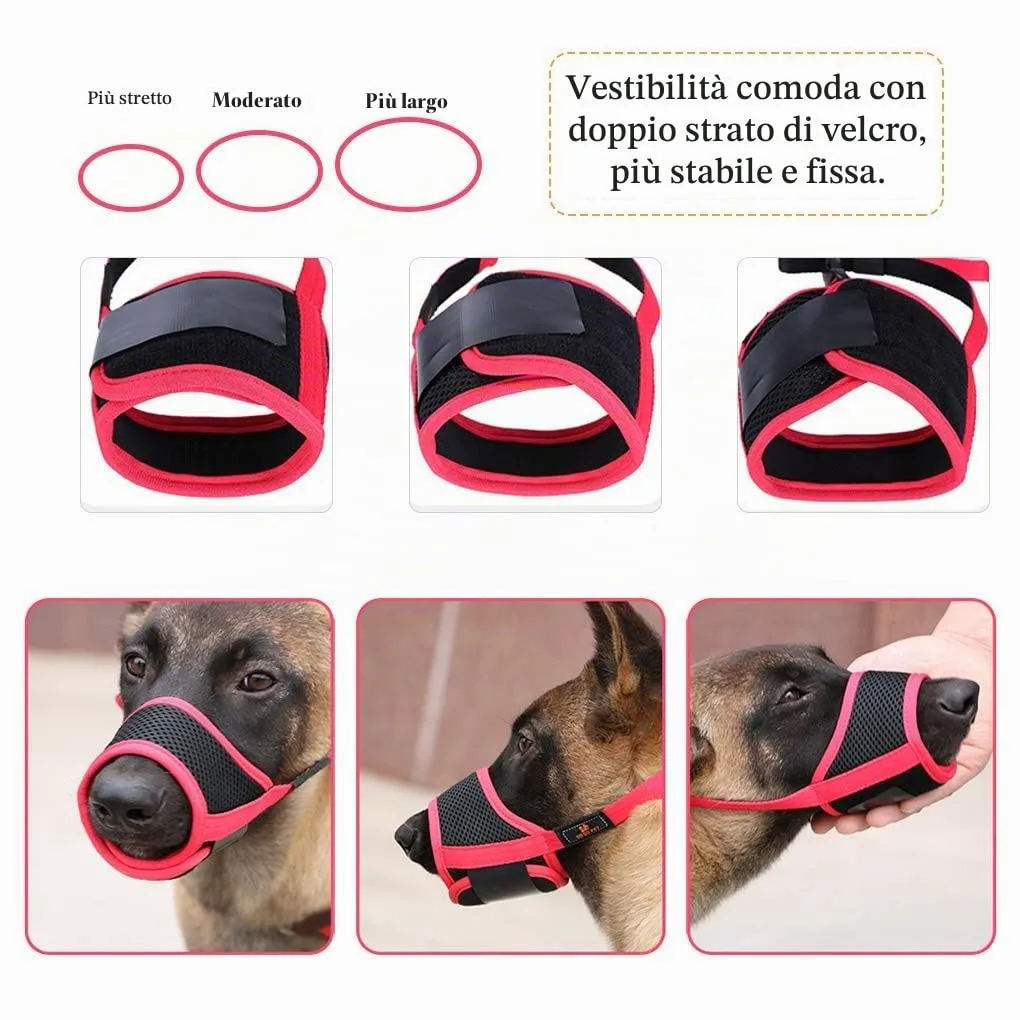 HEELE Museruola Cane Regolabile Cuscinetto Morbido Contro Morsi, Nero, XS - immagine 3