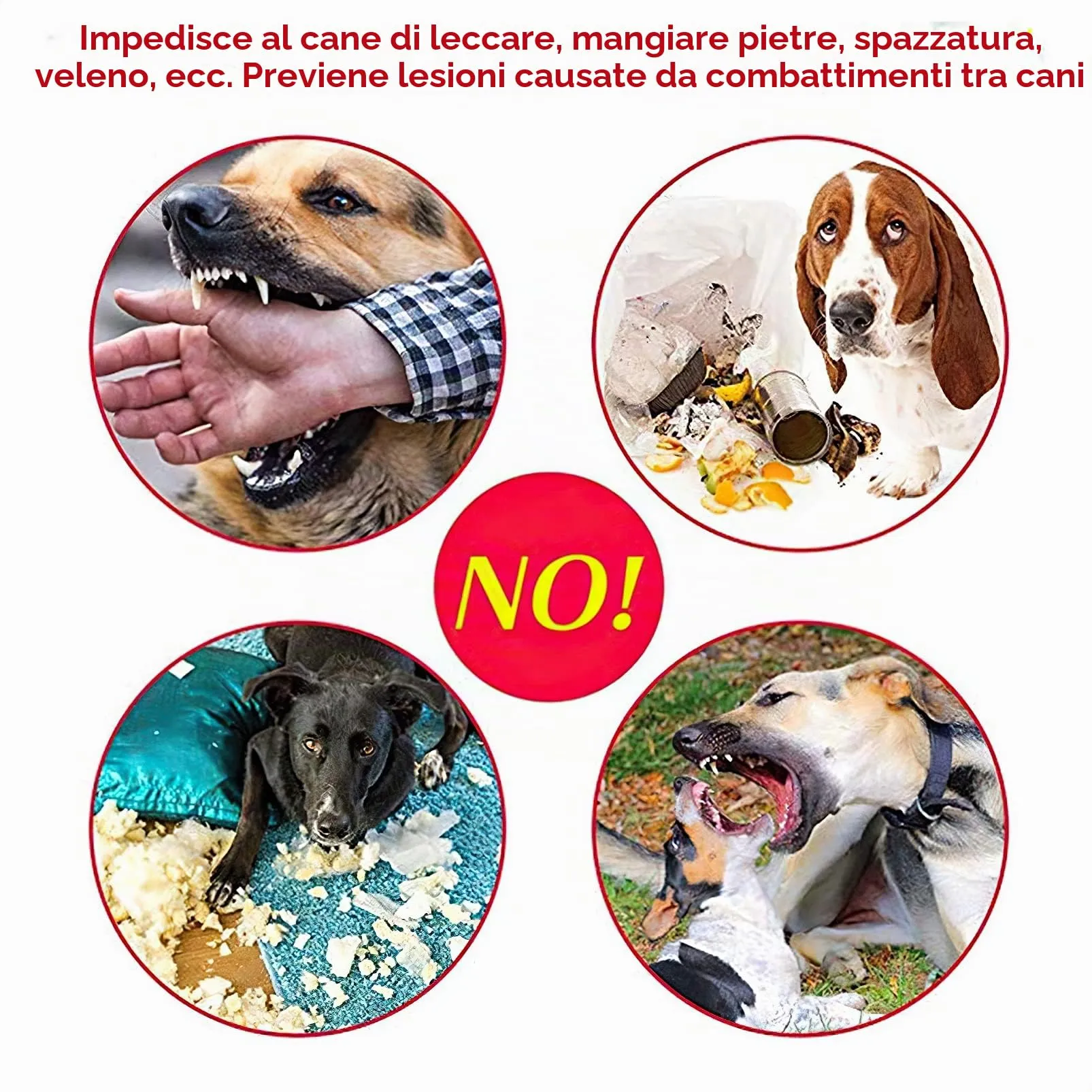 HEELE Museruola Cane Regolabile Cuscinetto Morbido Contro Morsi, Nero, XS - immagine 5