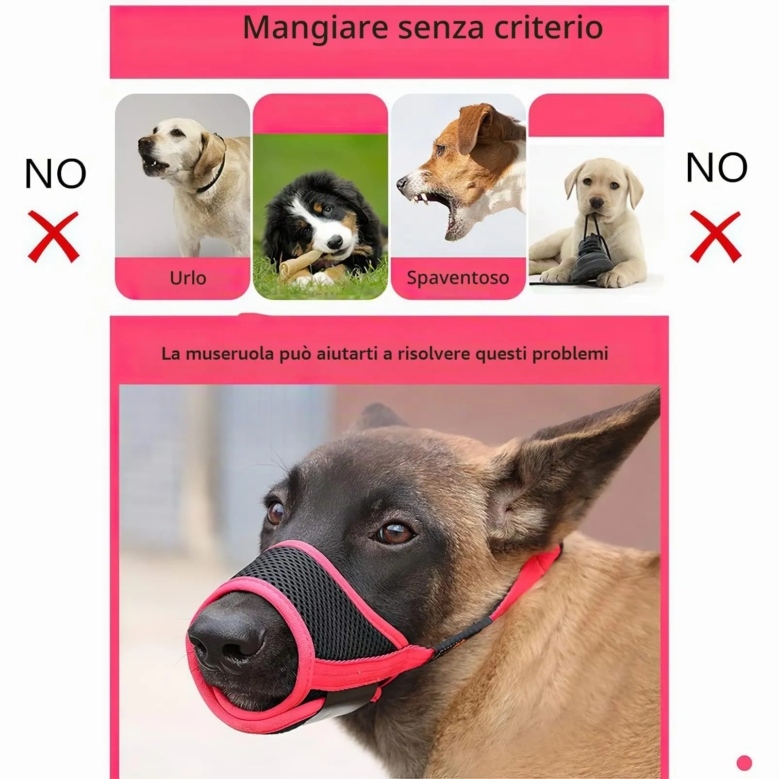 HEELE Museruola Cane Regolabile Cuscinetto Morbido Contro Morsi, Nero, XS - immagine 6