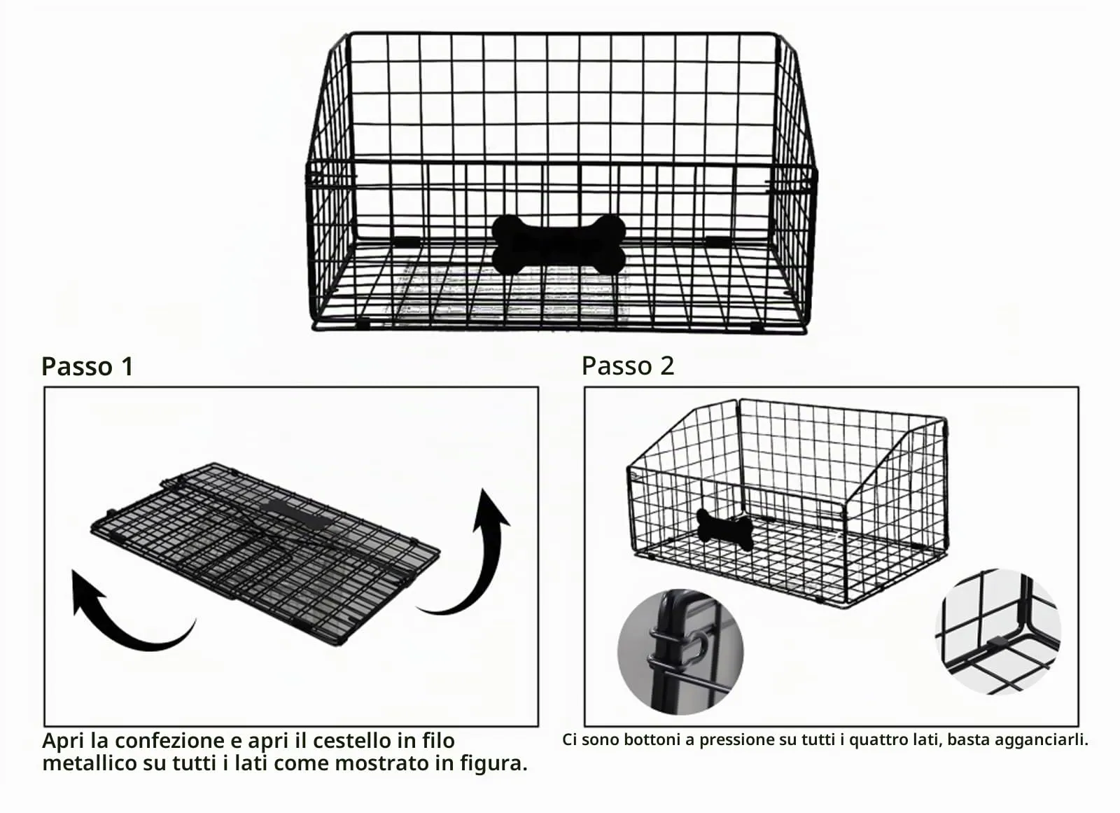ZoeQide Cesta Giochi Cane Metallo Nero 21 x 27 x 21 cm Pieghevole da Casa - immagine 4