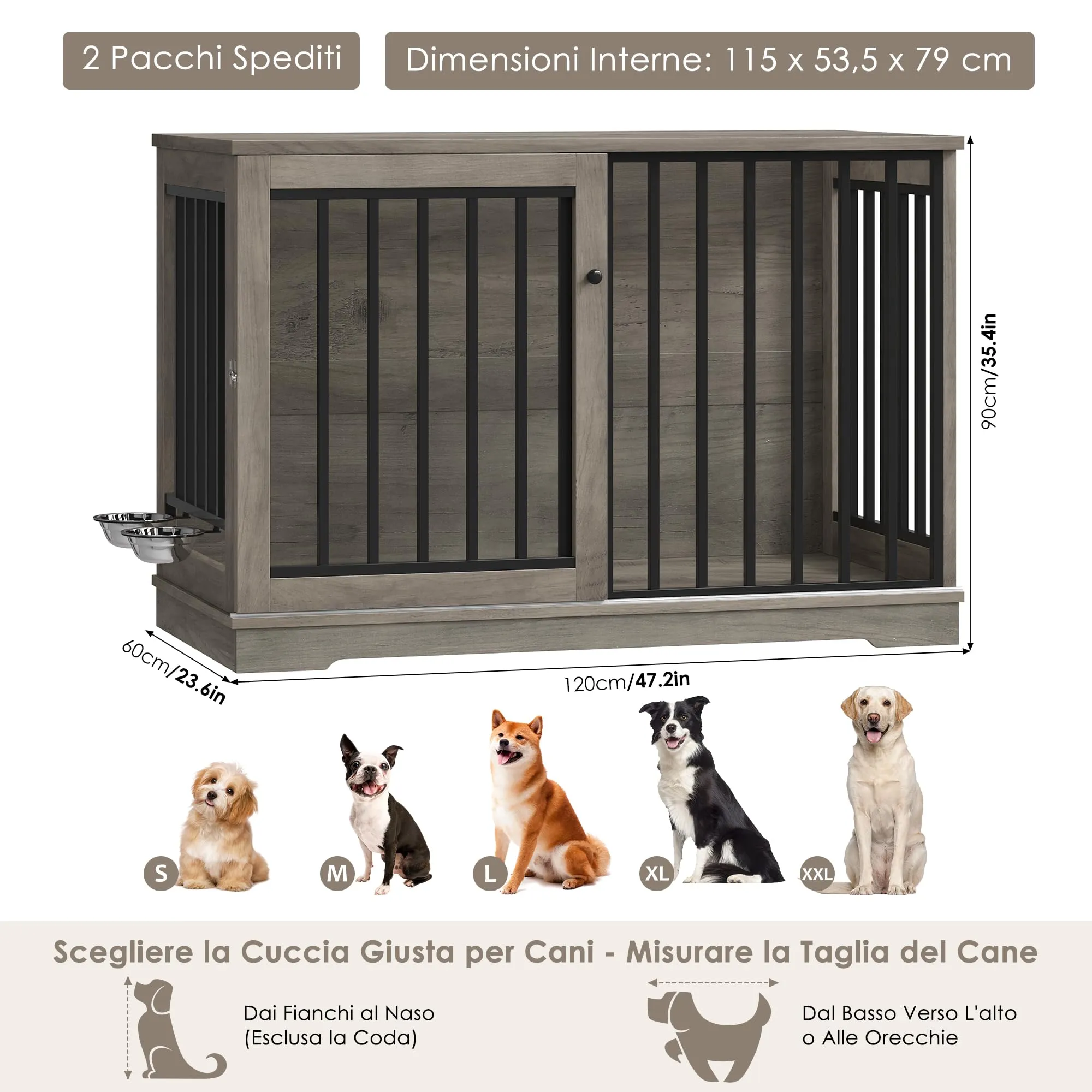 FirFurd 120 cm Gabbia per Cane,Kennel Cane Grande Porta Scorrevole Antico - immagine 4