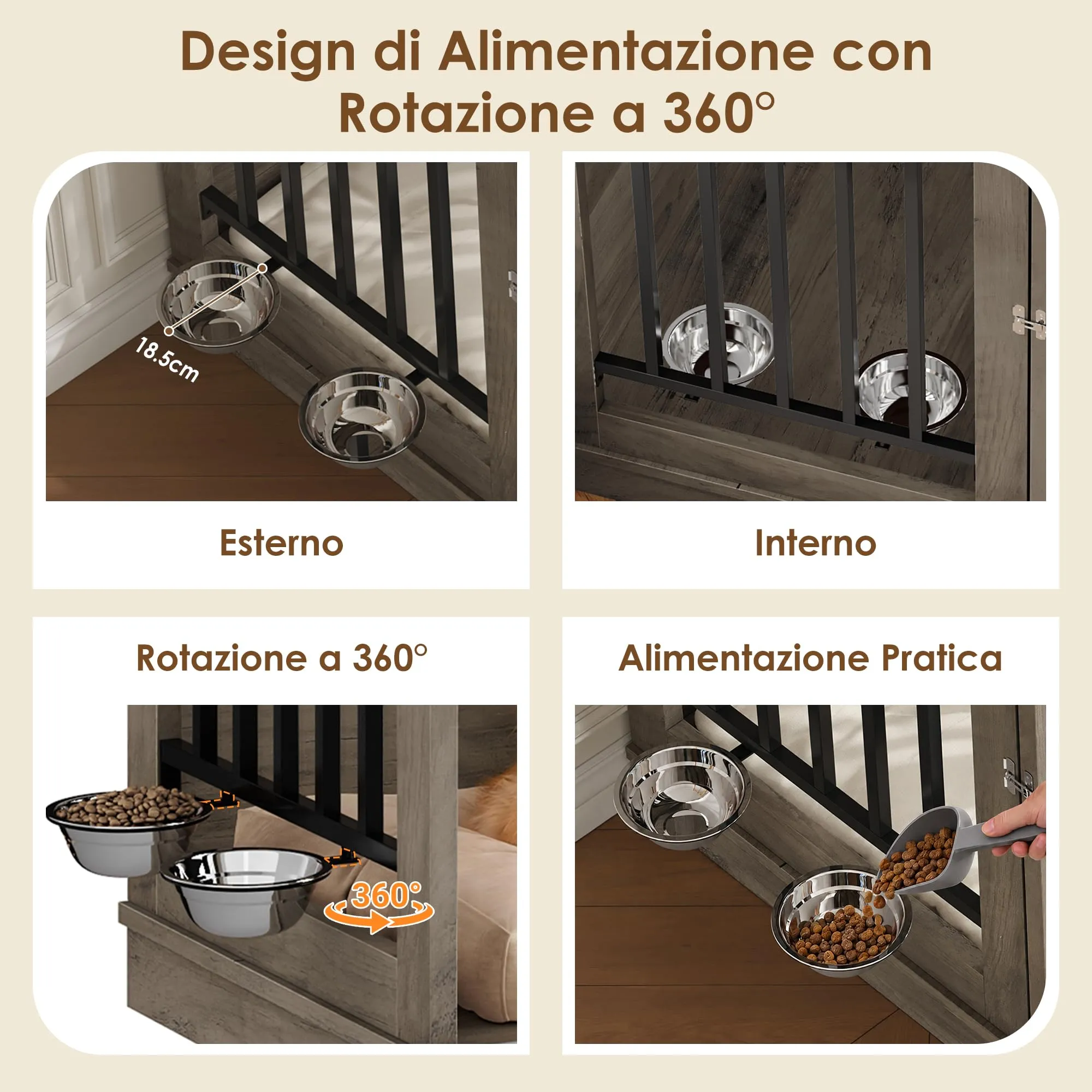 FirFurd 120 cm Gabbia per Cane,Kennel Cane Grande Porta Scorrevole Antico - immagine 5