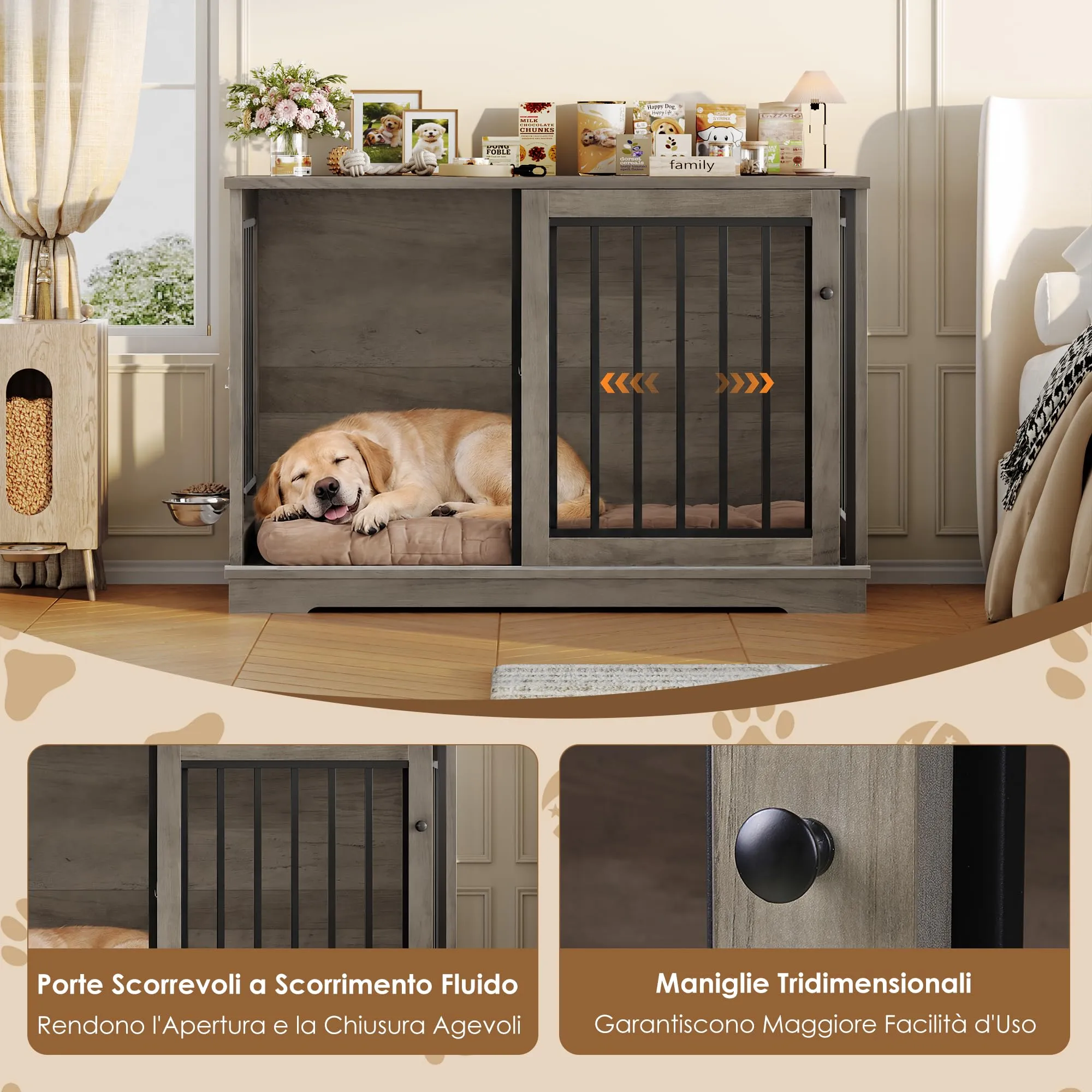 FirFurd 120 cm Gabbia per Cane,Kennel Cane Grande Porta Scorrevole Antico - immagine 7