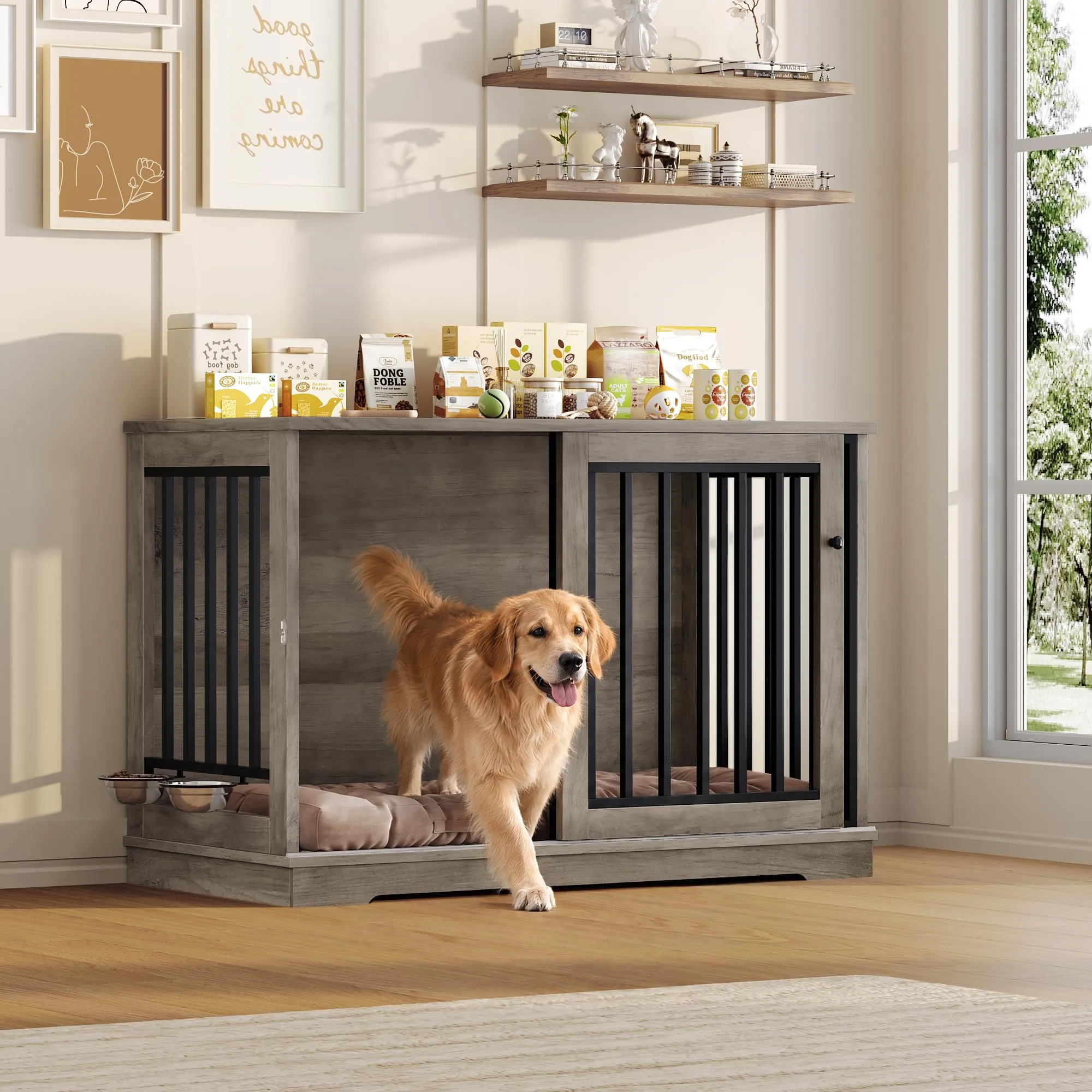 FirFurd 120 cm Gabbia per Cane,Kennel Cane Grande Porta Scorrevole Antico - immagine 12