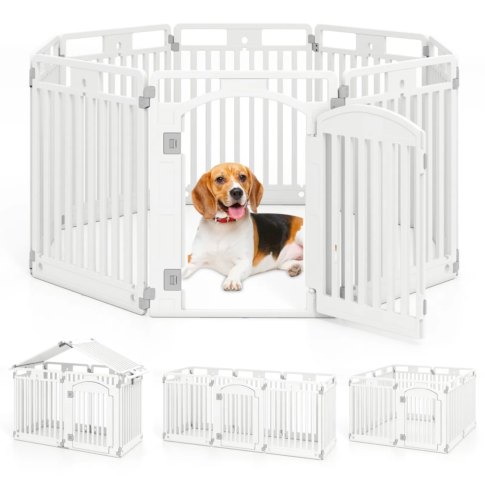 COSTWAY Pannello in Plastica per Cani a 8 Pannelli Pieghevole - immagine 1