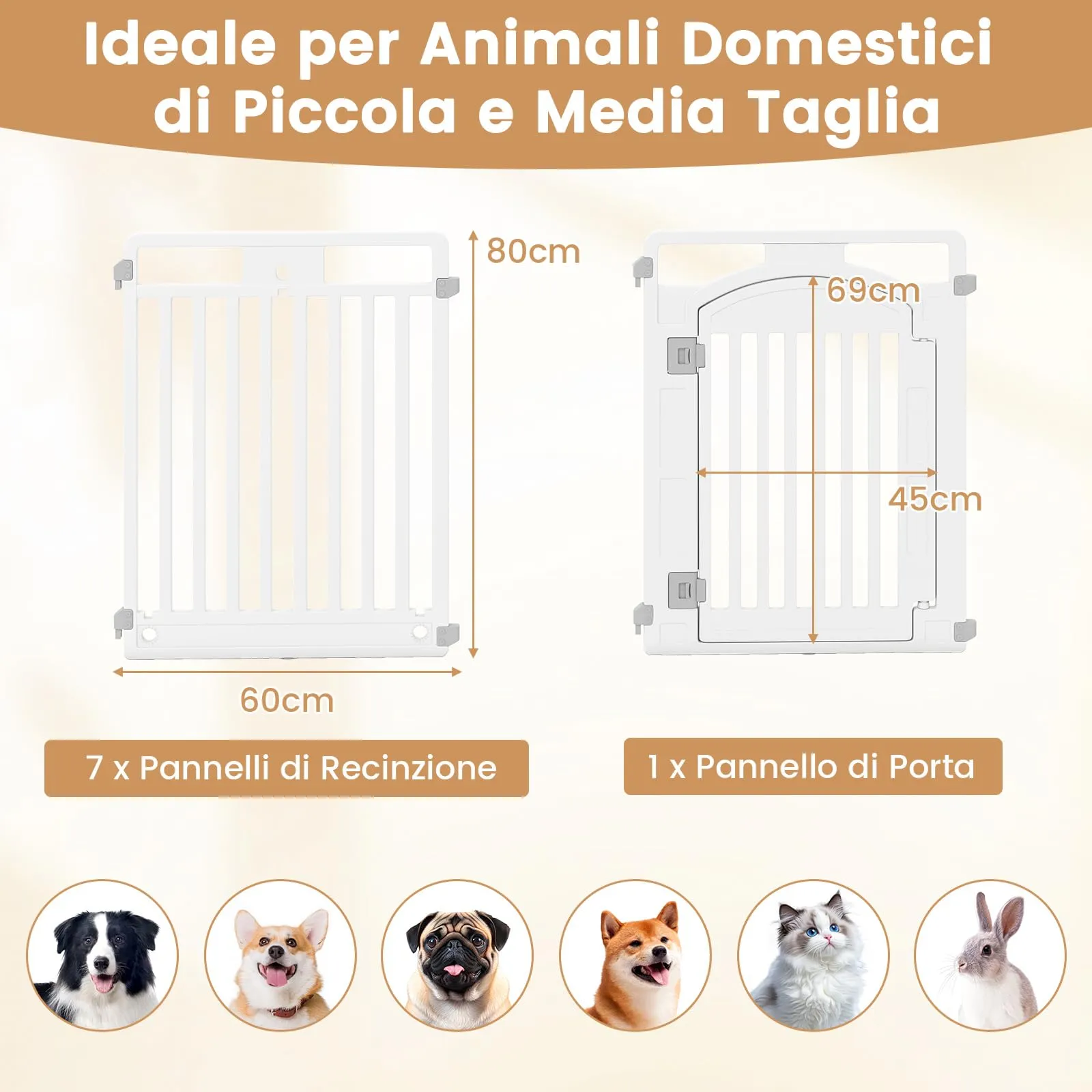 COSTWAY Pannello in Plastica per Cani a 8 Pannelli Pieghevole - immagine 3