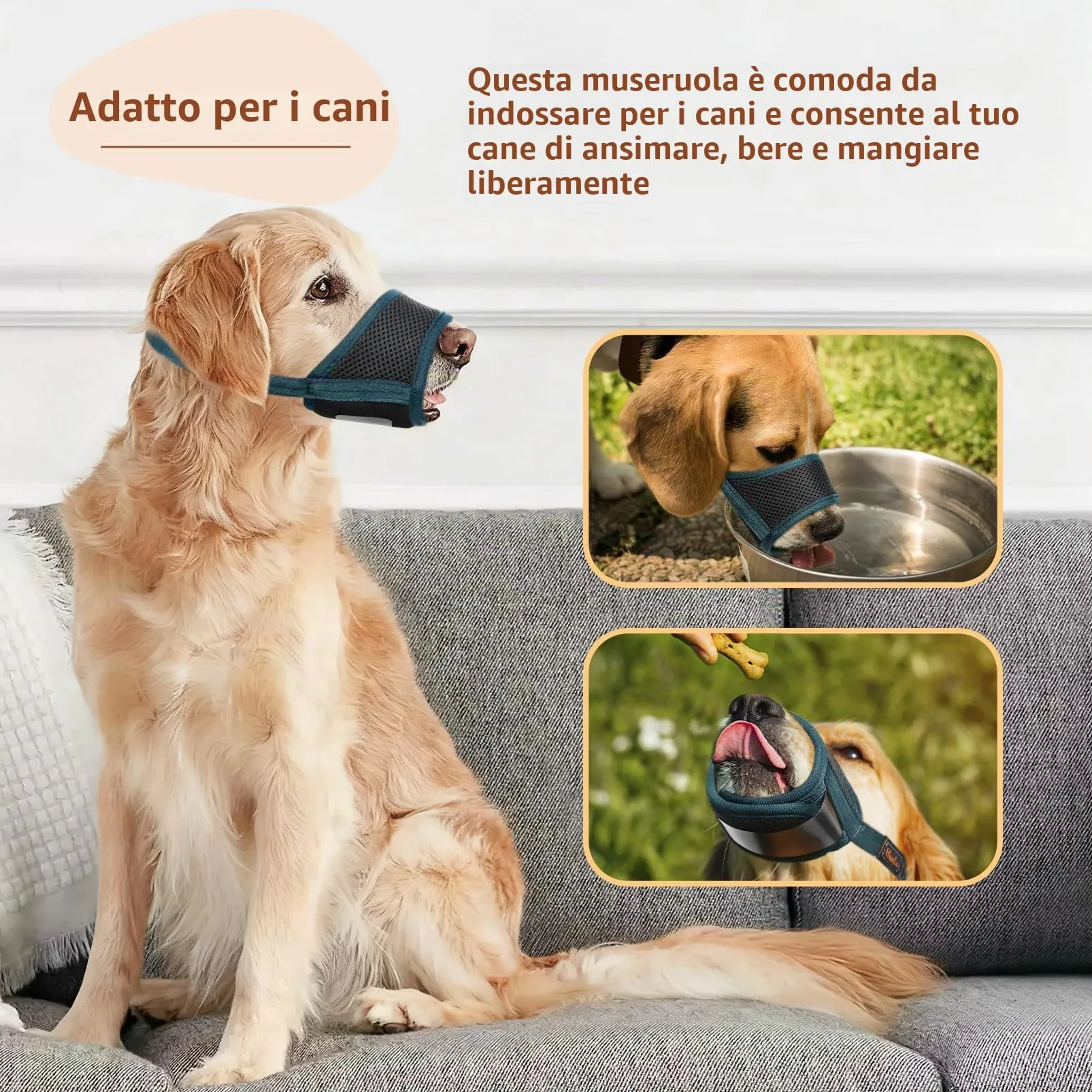 HEELE Museruola Cane Regolabile con Cuscinetto, Antiabbaio, Verde, XL - immagine 4
