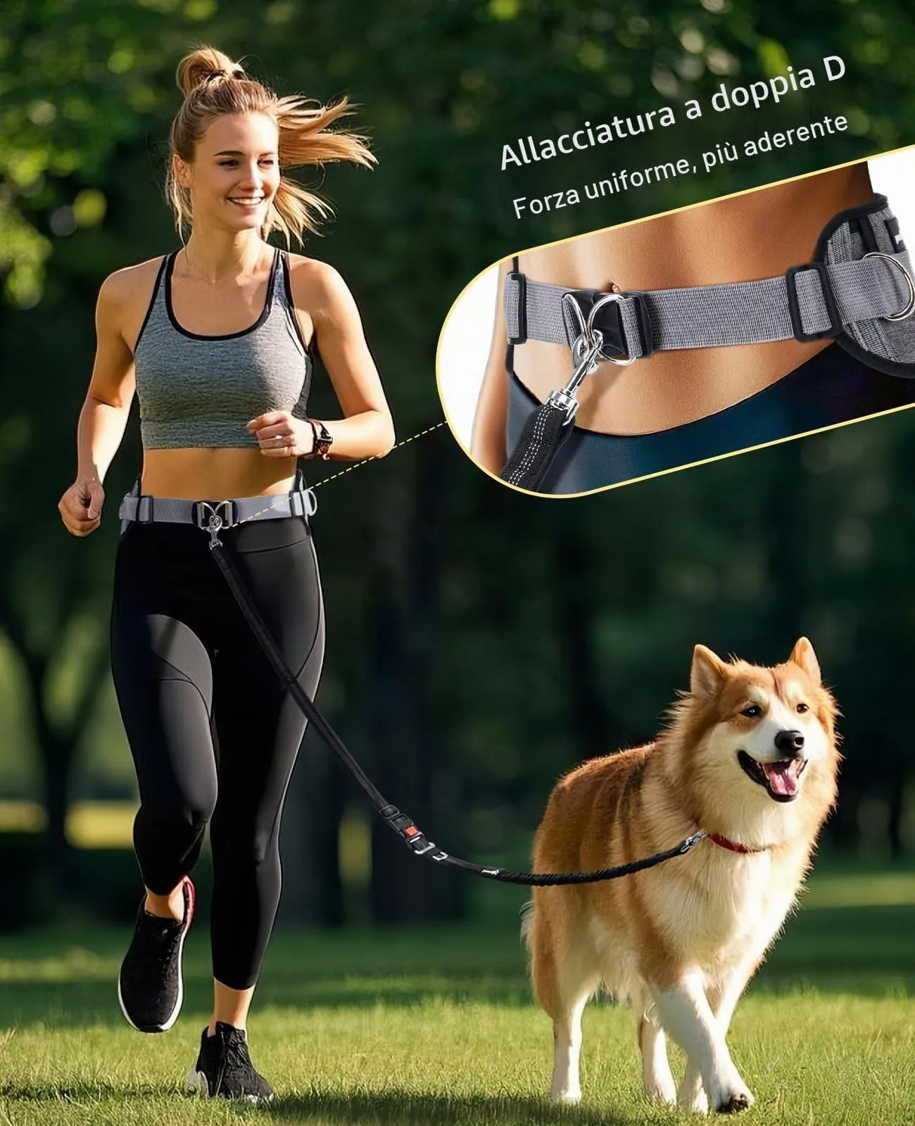 Pecute Guinzaglio Mani Libere Elastico Ammortizzante per Cani - immagine 6
