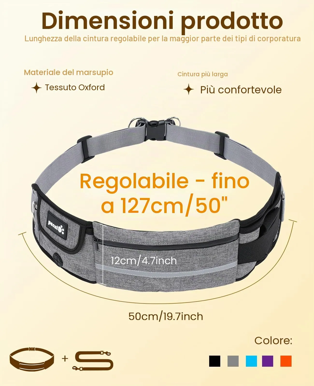 Pecute Guinzaglio Mani Libere Elastico Ammortizzante per Cani - immagine 9