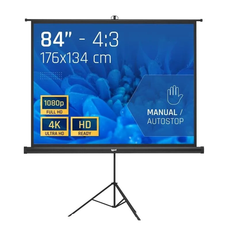 Schermo di proiezione Iggual 84" 176x134 cm con treppiede e borsa - immagine 1