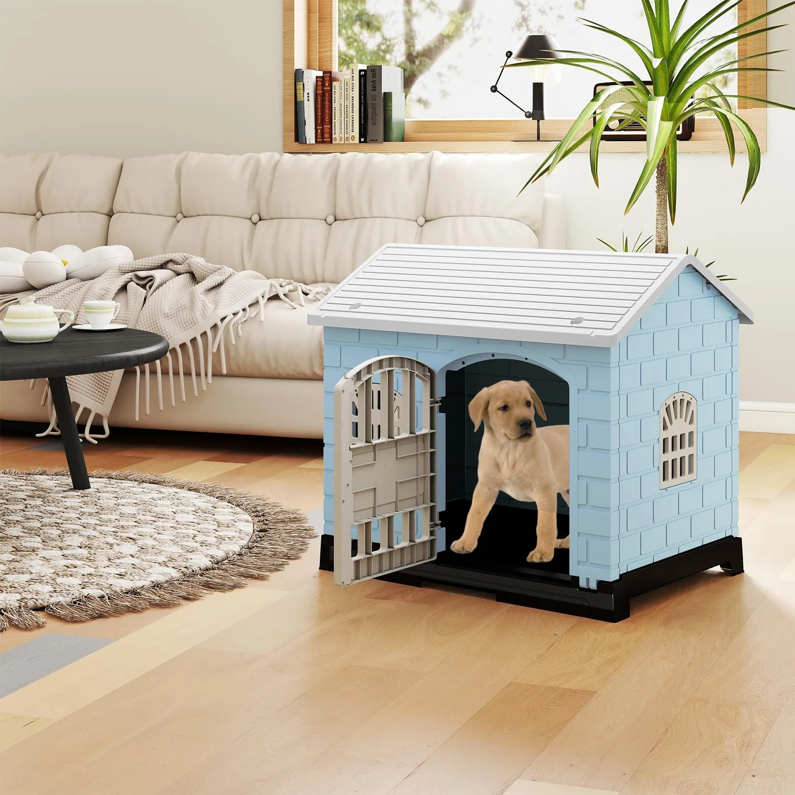 COSTWAY Cuccia per Cani di Piccoli e Gatti da Esterno ed Interno, Blu - immagine 2
