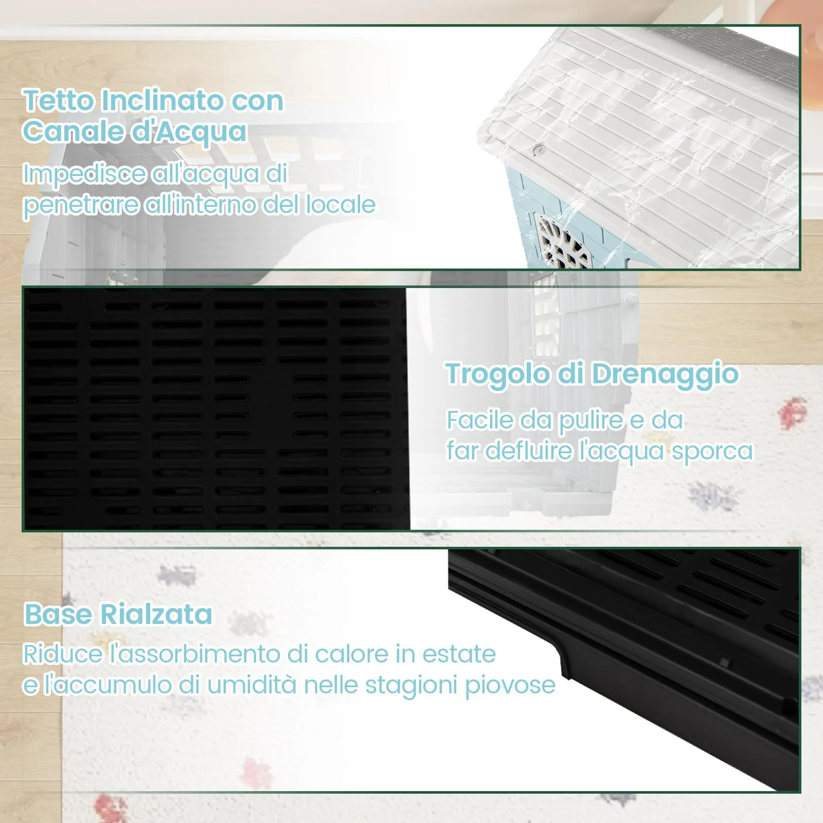 COSTWAY Cuccia per Cani di Piccoli e Gatti da Esterno ed Interno, Blu - immagine 4