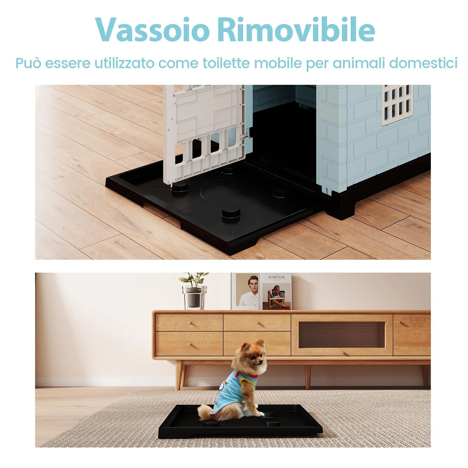 COSTWAY Cuccia per Cani di Piccoli e Gatti da Esterno ed Interno, Blu - immagine 5
