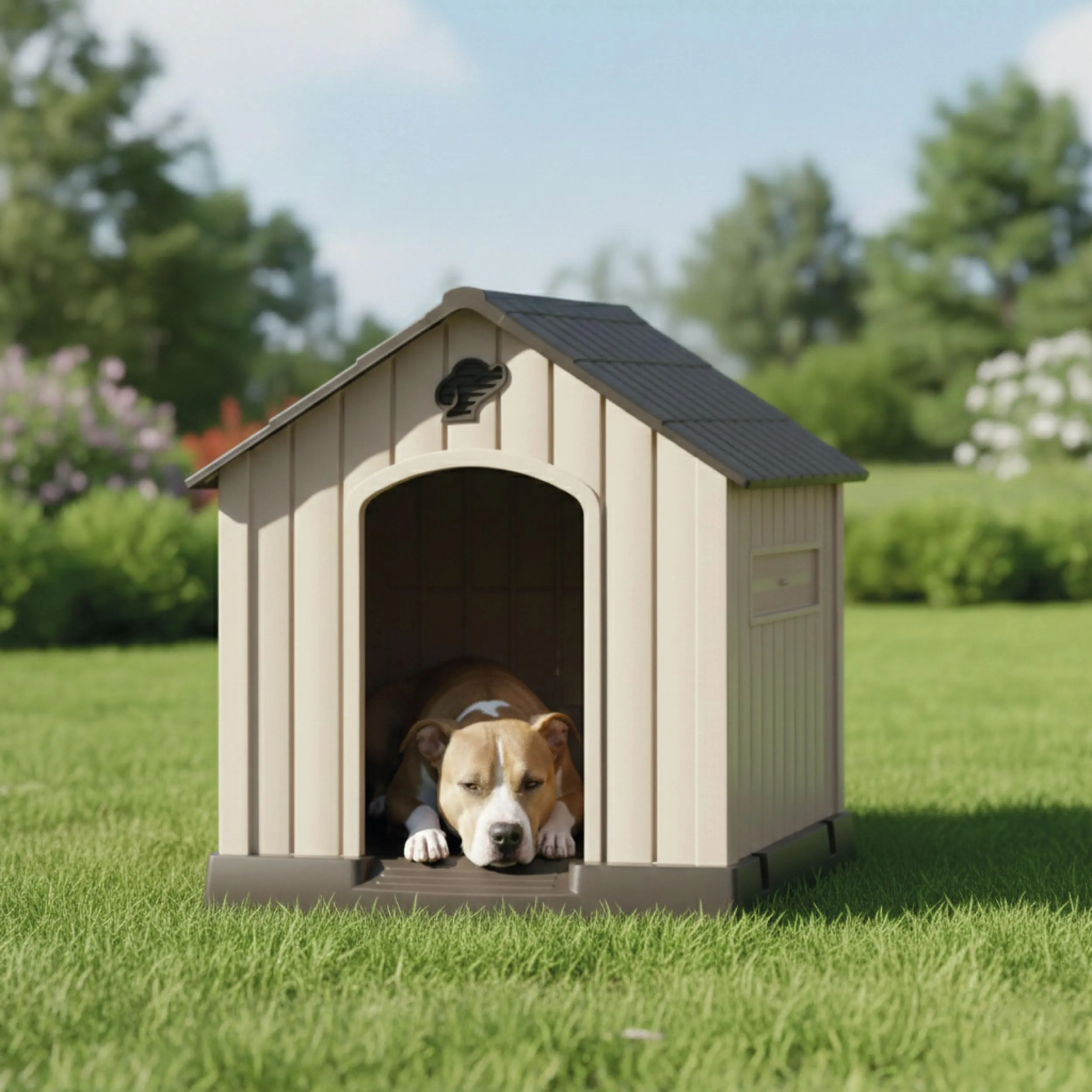 AQPET Cuccia Cani in Plastica M, Pavimento Rialzato, 77x82x82 cm, Marrone - immagine 2