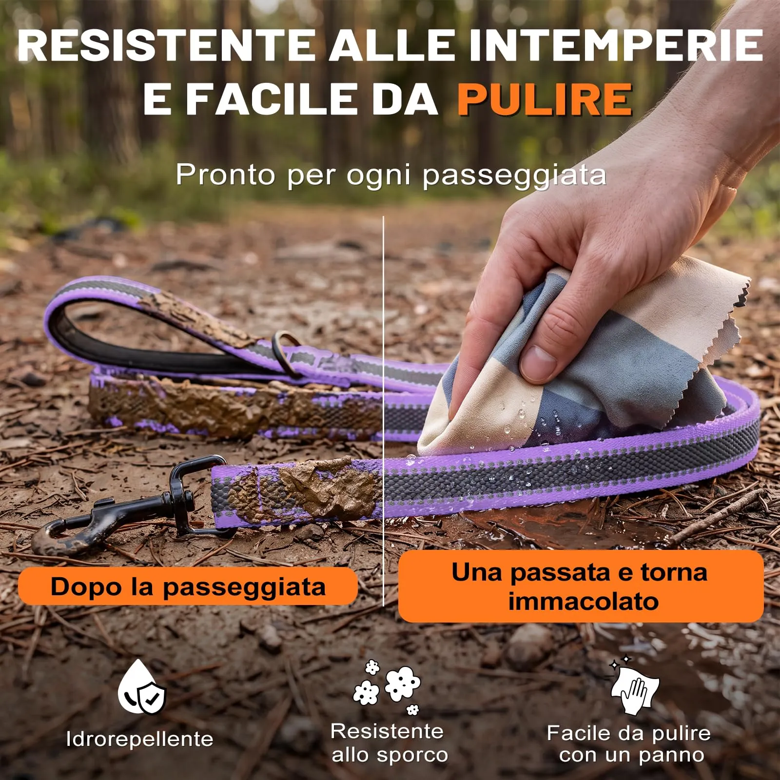 X XBEN Guinzaglio per Cani, 20MM-2M Guinzaglio Riflettente Resistente con Manico Imbottito, Guinzaglio Addestramento per per Cuccioli, Piccoli, Medi e Grandi, Con Fili di Gomma Morbida, Viola - immagine 2