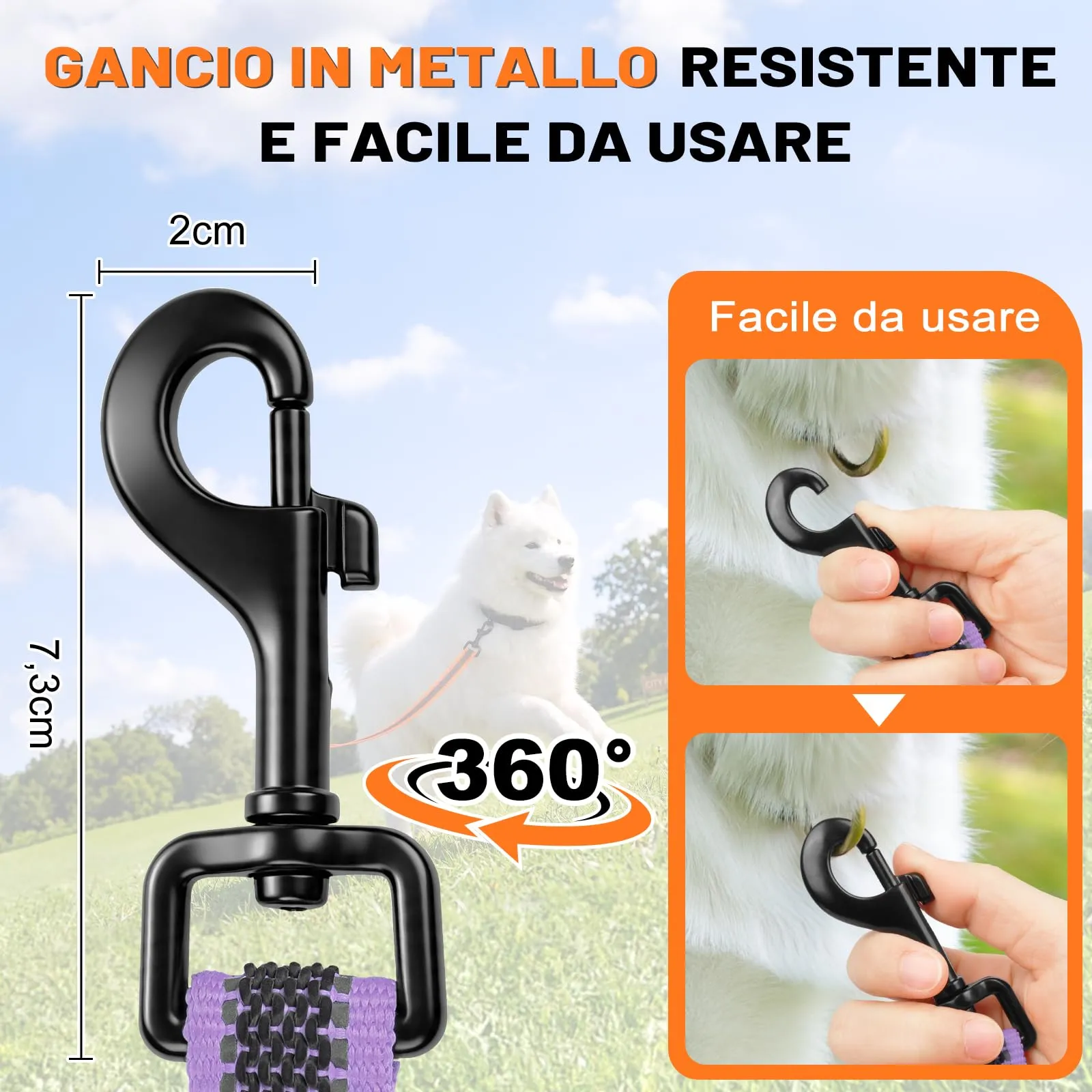 X XBEN Guinzaglio per Cani, 20MM-2M Guinzaglio Riflettente Resistente con Manico Imbottito, Guinzaglio Addestramento per per Cuccioli, Piccoli, Medi e Grandi, Con Fili di Gomma Morbida, Viola - immagine 4