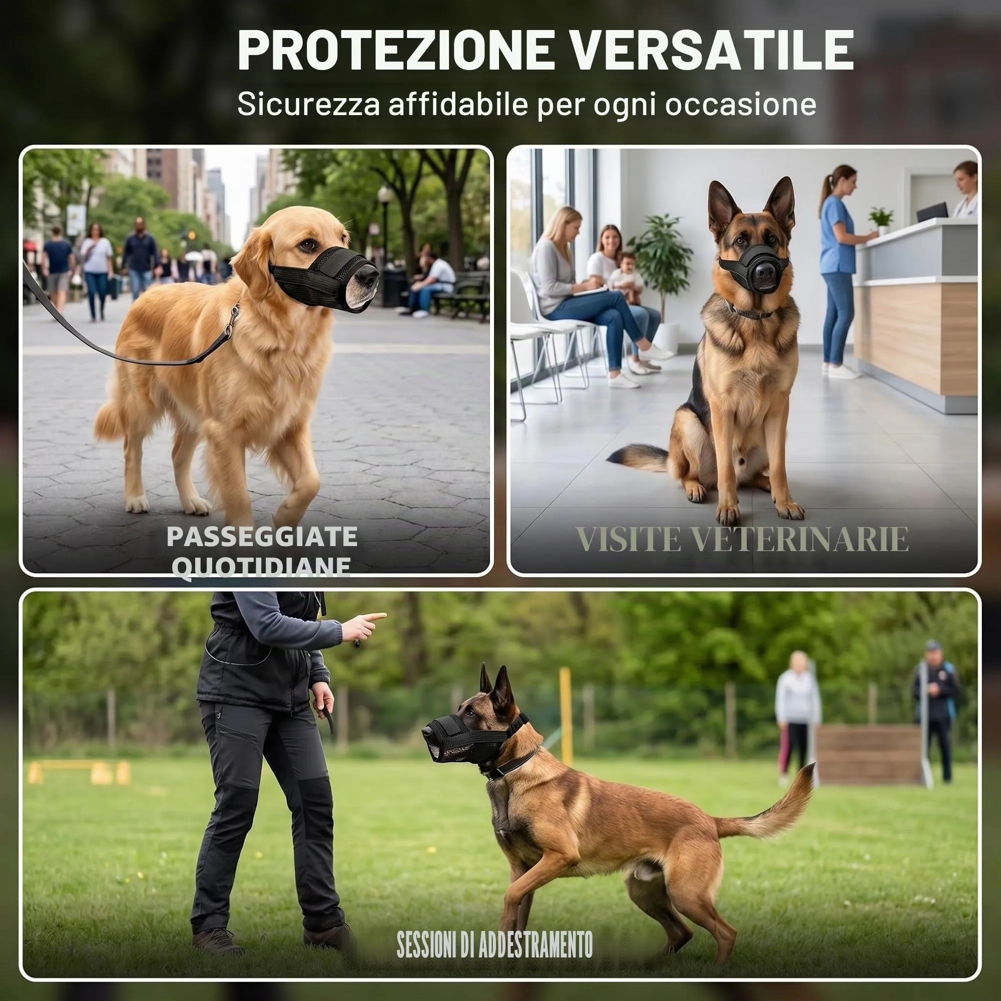 WUMZIRA Museruola per Cani Taglia Grande XL, Museruola Cane Anti Morso in Rete Traspirante, Regolabile e Morbida, Protezione per Masticazione e Ingestione, Ideale per Cani di Taglia Grande e Media - immagine 4