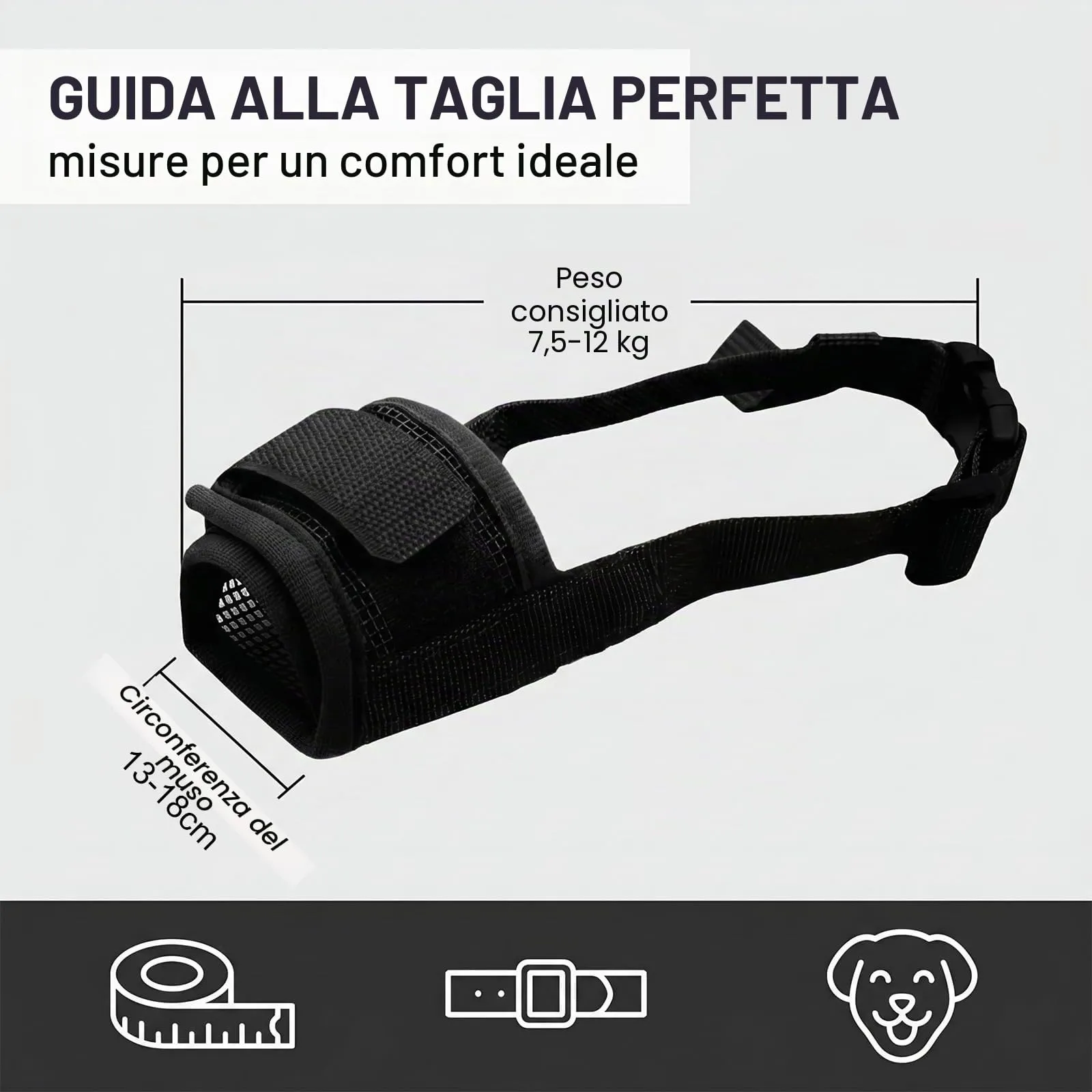 WUMZIRA Museruola per Cani Taglia Grande XL, Museruola Cane Anti Morso in Rete Traspirante, Regolabile e Morbida, Protezione per Masticazione e Ingestione, Ideale per Cani di Taglia Grande e Media - immagine 7