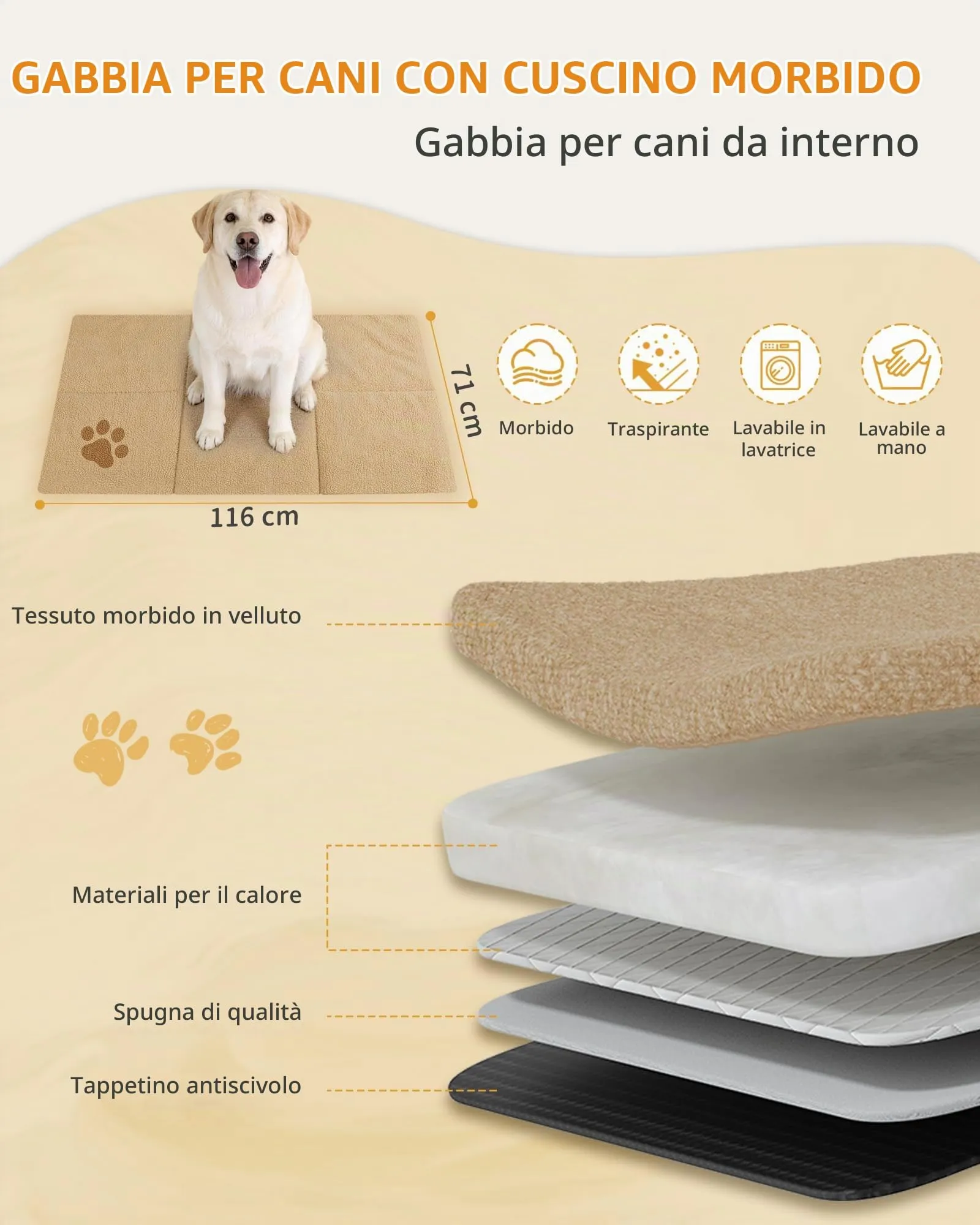 Hzuaneri Mobile Gabbia Cane, Cuccia Interno Ripostiglio, Marrone Vintage - immagine 5