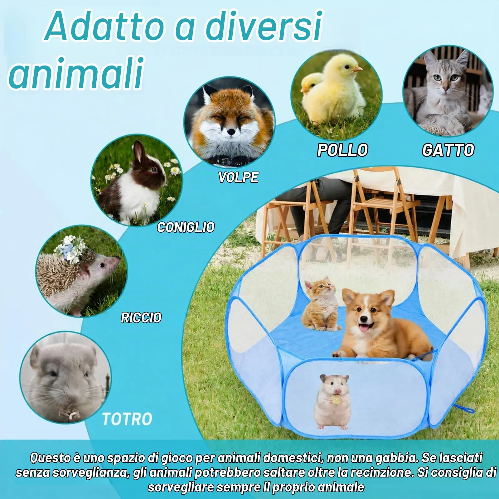 Box Gatto, QIANAI Recinto Cuccioli Gatto, Box per Piccoli Animali, Tenda per Gatti Cani Cuccioli, Box Gatti per Interno(Blu) - immagine 3
