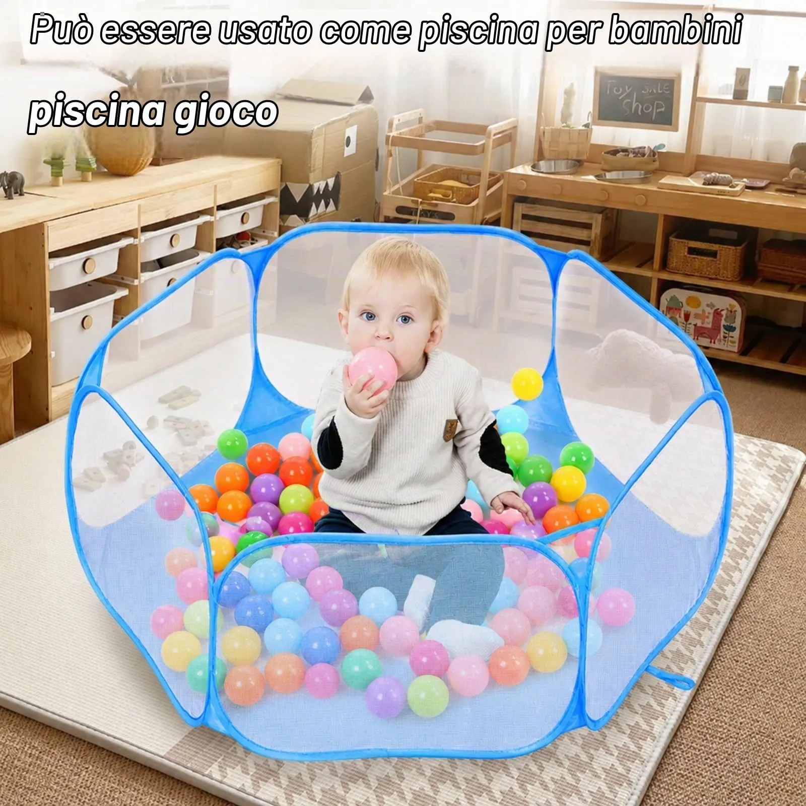 Box Gatto, QIANAI Recinto Cuccioli Gatto, Box per Piccoli Animali, Tenda per Gatti Cani Cuccioli, Box Gatti per Interno(Blu) - immagine 7