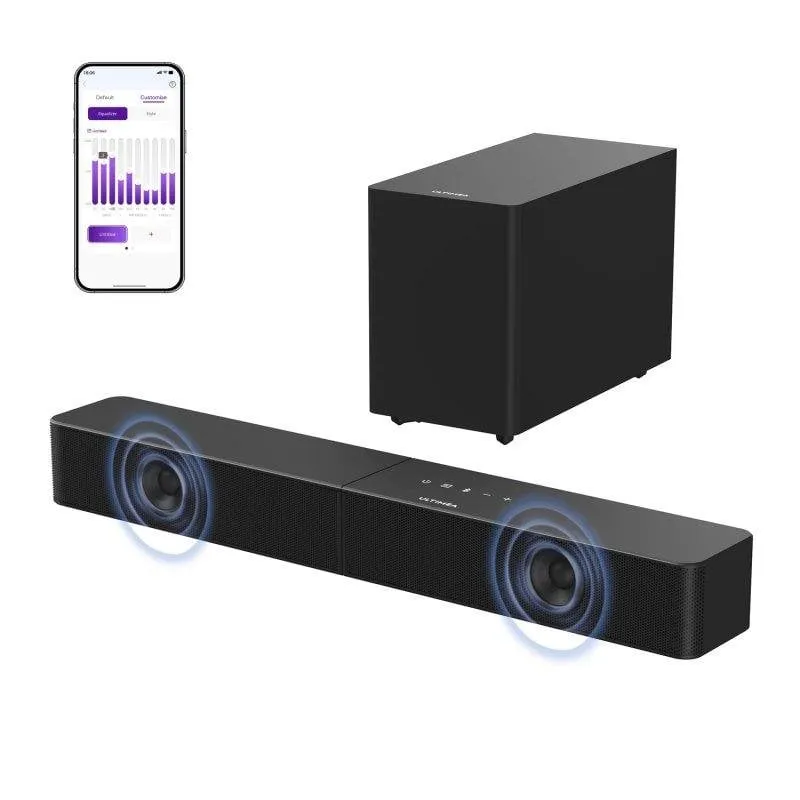 Barra Audio Ultimea Poseidon R3T 2.1 Bluetooth 120W RMS Subwoofer Wireless Altoparlanti rinforzati - immagine 1