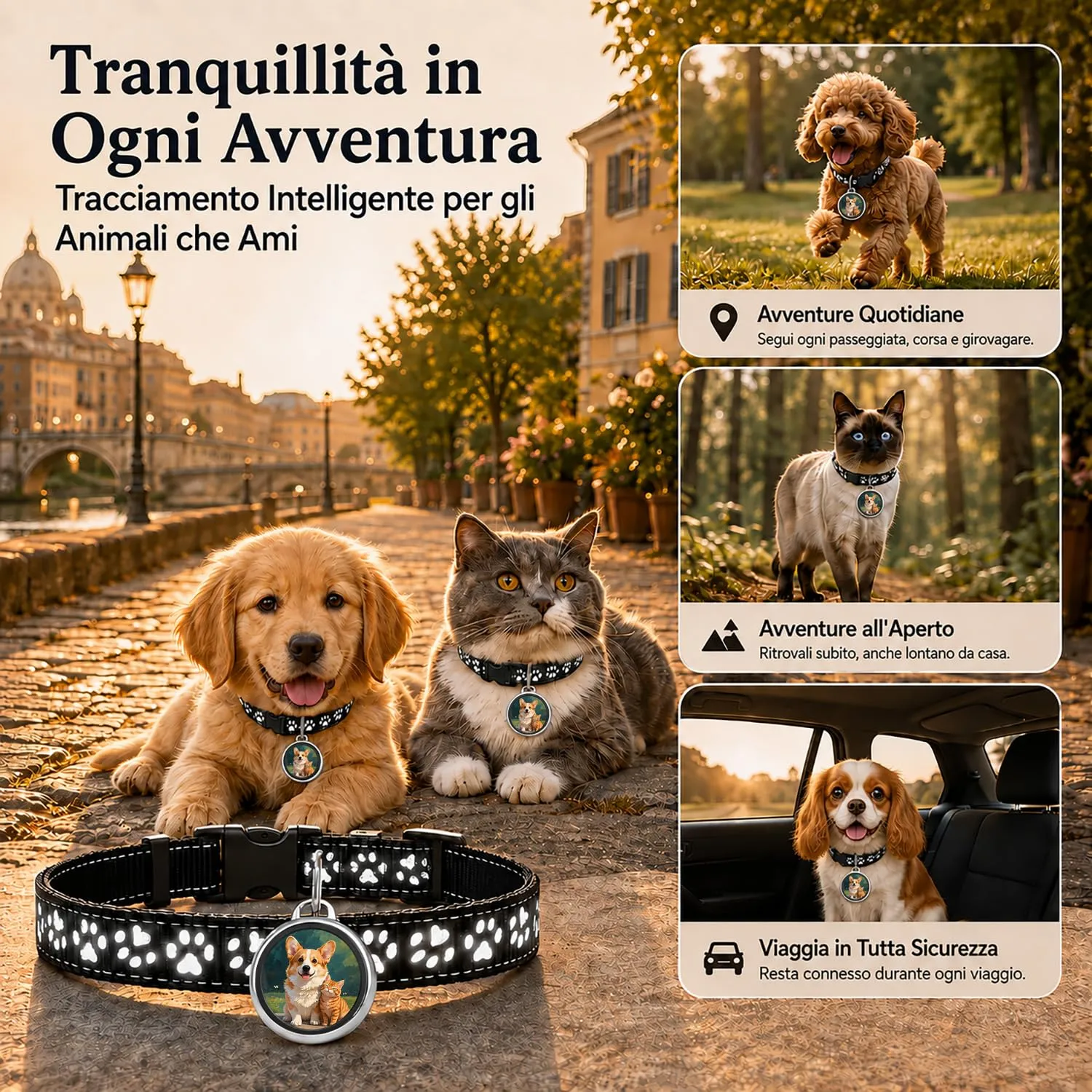 Collare GPS per Gatti,Collare GPS Gatto Nessun Abbonamento,Tracker Gatto Compatibile con iOS e Android,Localizzatori GPS Cani Posizionamento Globale Impermeabile IP67 Adatto per Gatti/Cani(Nero) - immagine 7