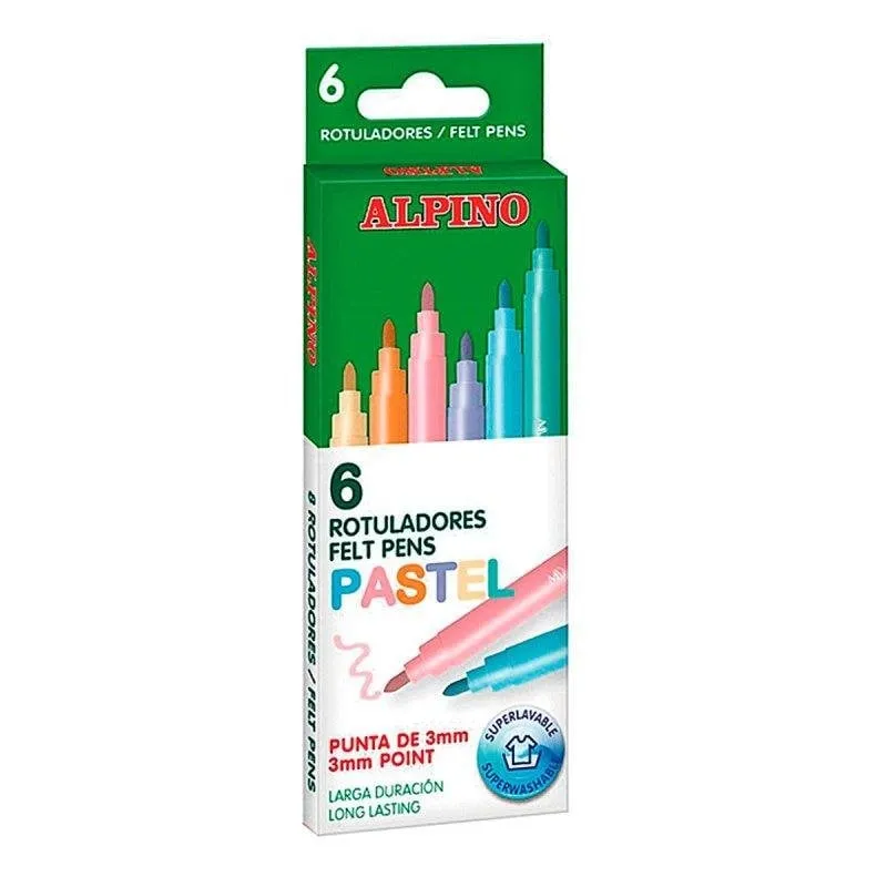 Astuccio 6 Pennarelli Alpino Colori Pastello Super Lavabili - immagine 1