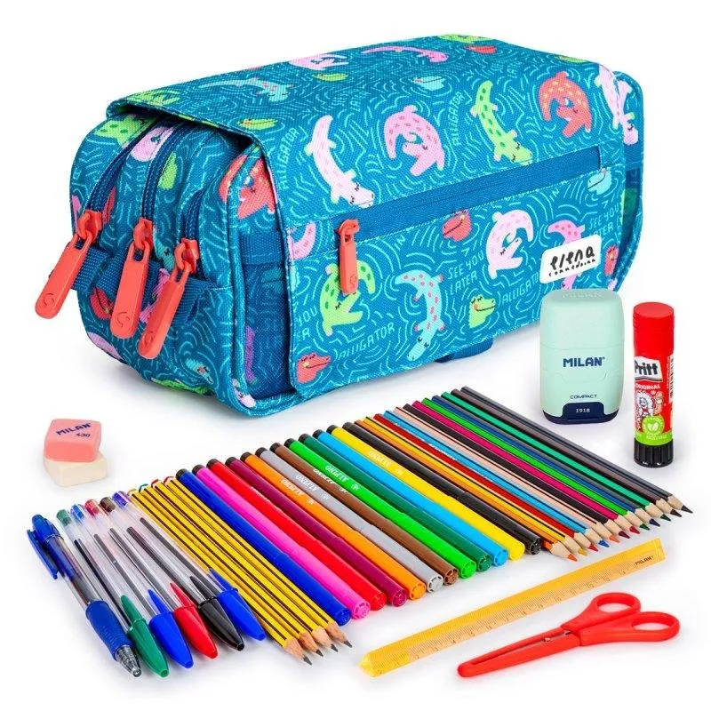Astuccio Triplo Colepack Design Grafoplás con Materiale Scolastico Incluso - immagine 1