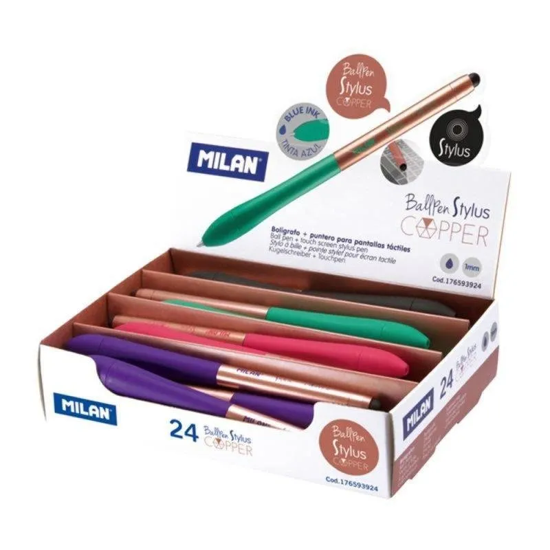 Penna Milan Stylus Copper - Scatola di 24 Penne Ricaricabili con Punta Tattile - immagine 1