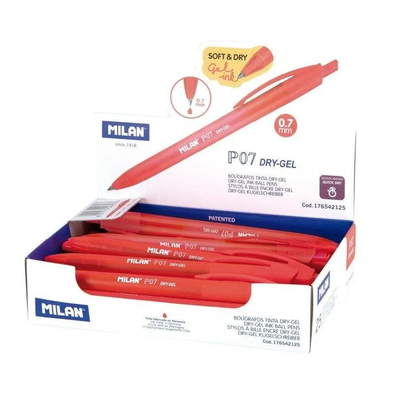 Cassetta espositiva di 25 penne Milan P07 Dry-gel rosse - immagine 1